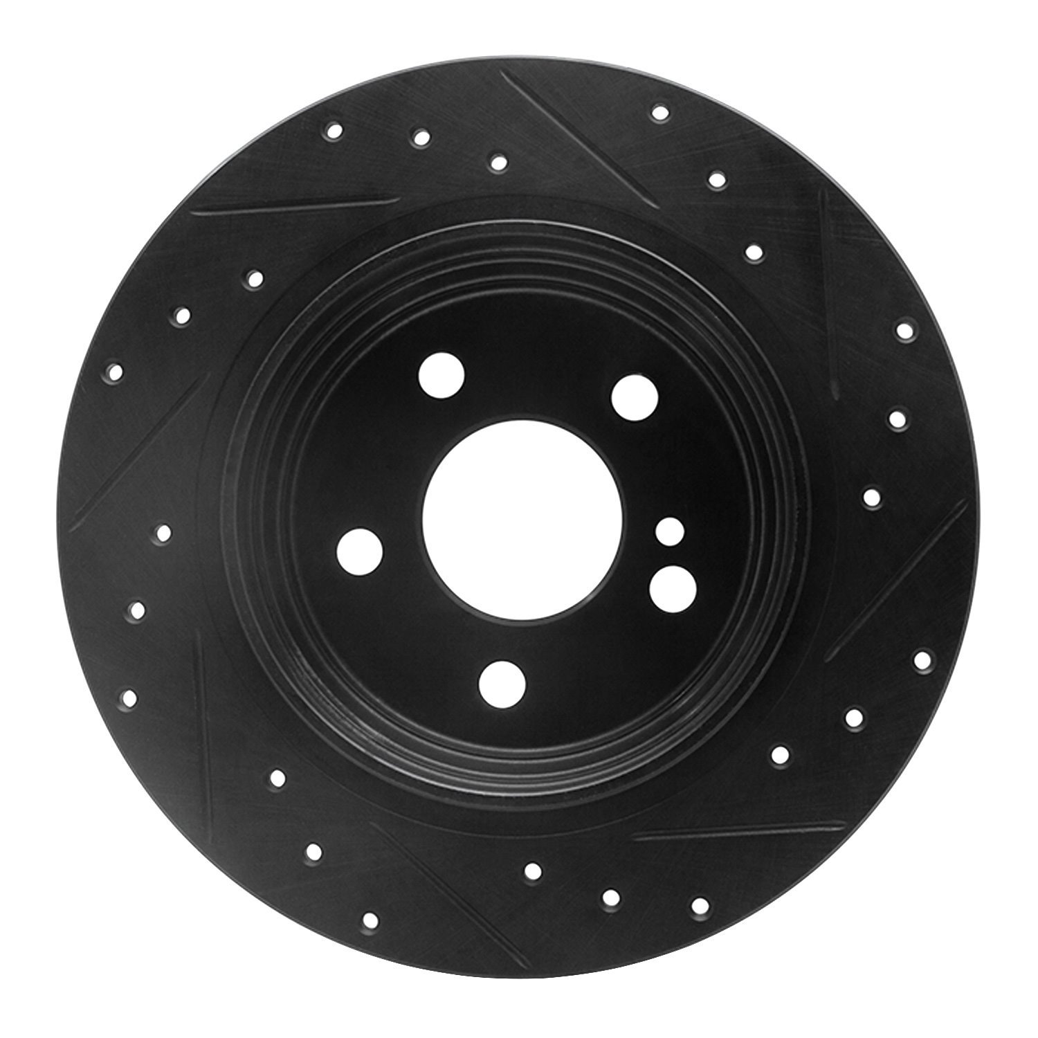 633-63060L Drilled/Slotted Brake Rotor [Black], 2003-2006 Mercedes-Benz, Position: Rear Left