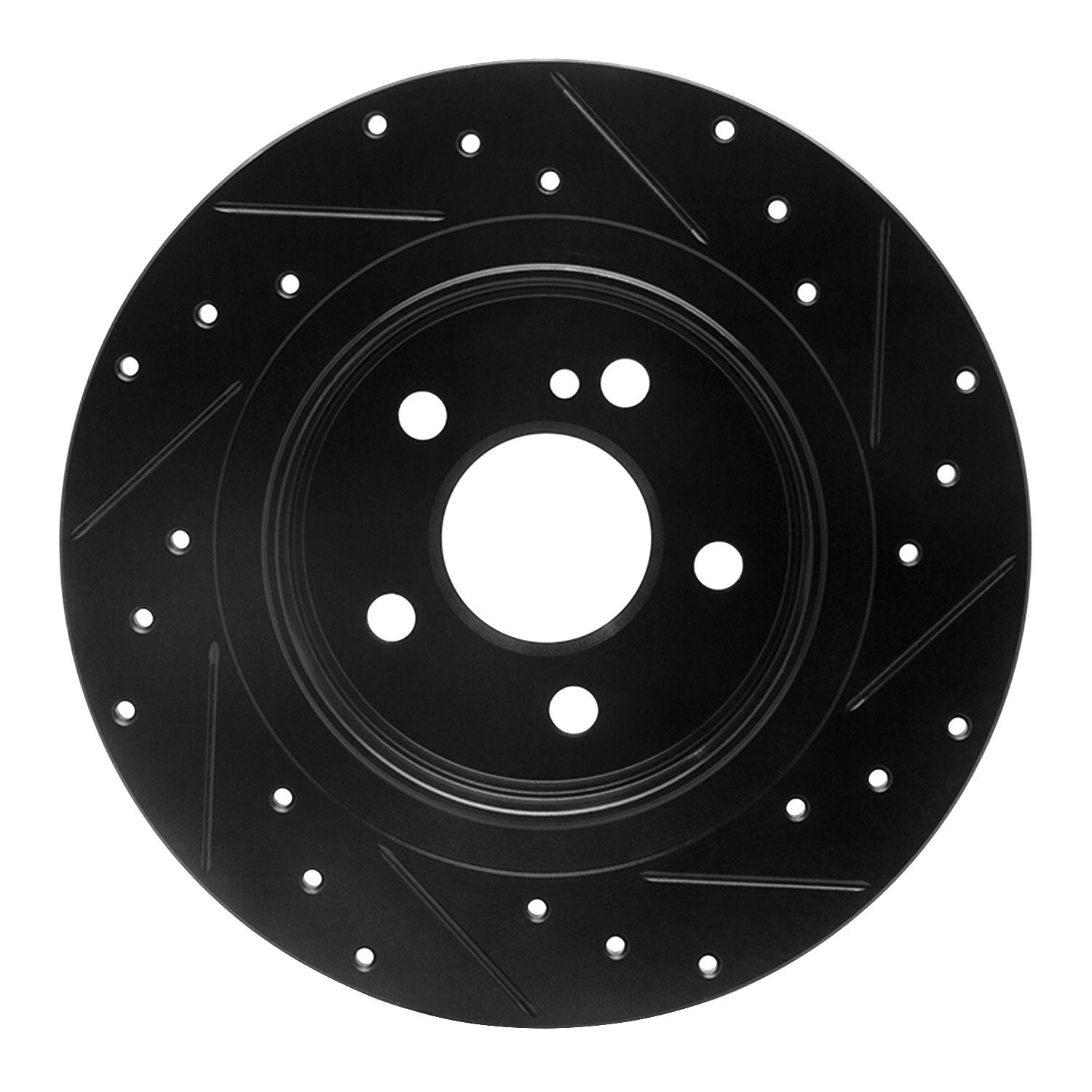 633-63086L Drilled/Slotted Brake Rotor [Black], 2008-2015 Mercedes-Benz, Position: Rear Left