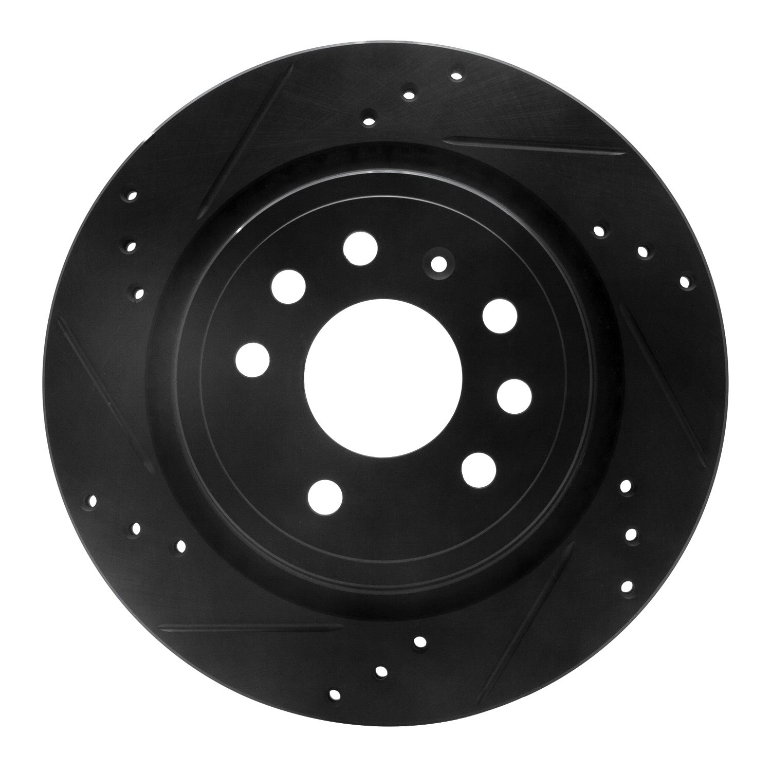 633-65018L Drilled/Slotted Brake Rotor [Black], 2003-2011 GM, Position: Rear Left