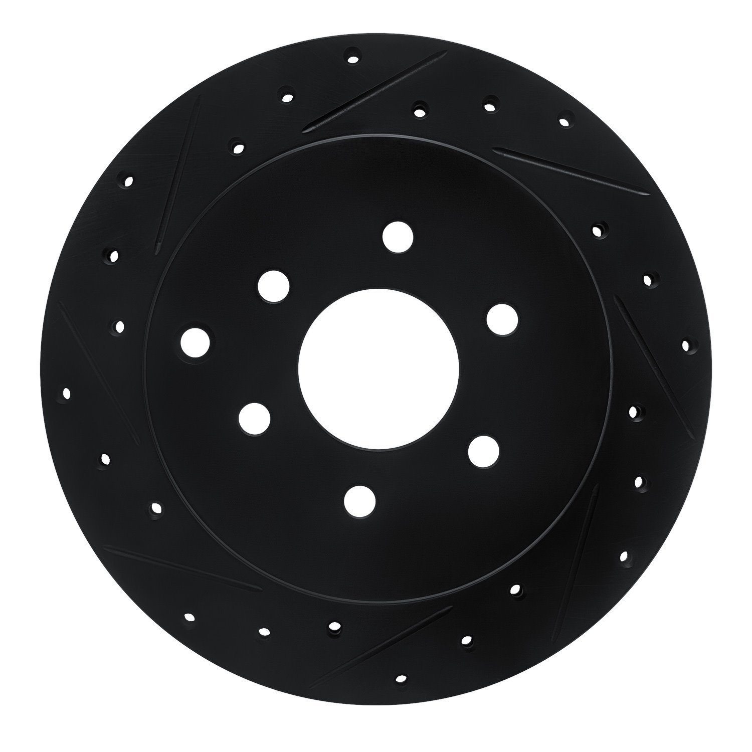 633-67093L Drilled/Slotted Brake Rotor [Black], 2005-2012 Infiniti/Nissan, Position: Rear Left