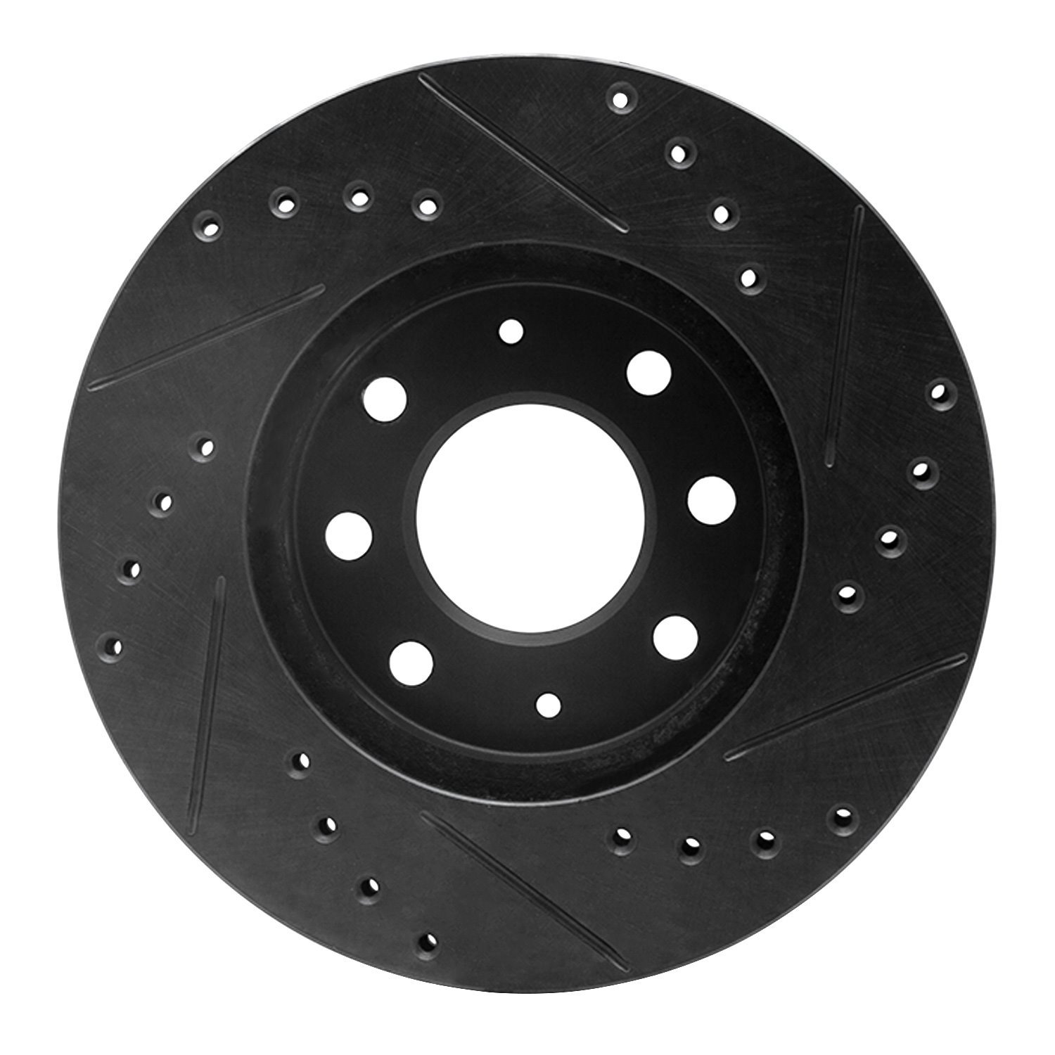 633-72018L Drilled/Slotted Brake Rotor [Black], 1990-1993 Mitsubishi, Position: Front Left