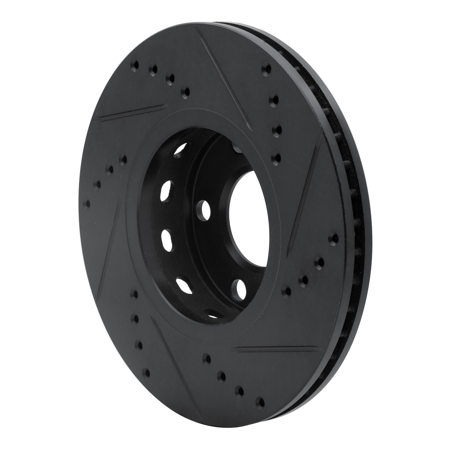 633-73014L Drilled/Slotted Brake Rotor [Black], 1990-1997 Audi/Volkswagen, Position: Front Left