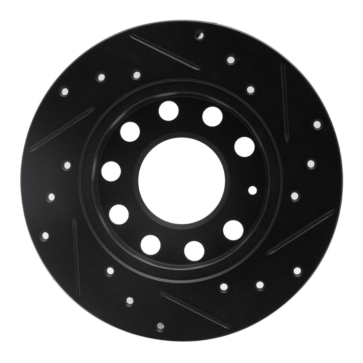 633-73034L Drilled/Slotted Brake Rotor [Black], 2004-2011 Audi/Volkswagen, Position: Front Left