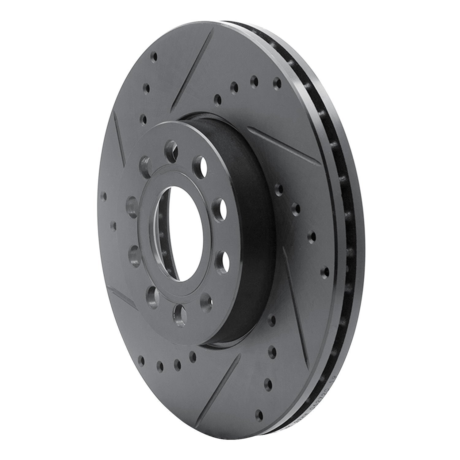 633-74028L Drilled/Slotted Brake Rotor [Black], Fits Select Audi/Volkswagen, Position: Front Left