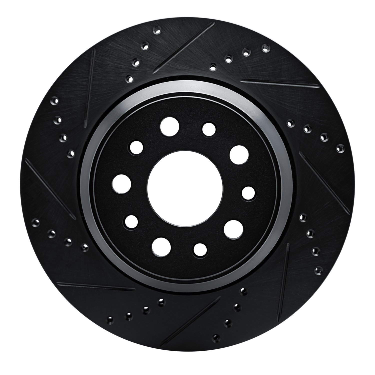 633-79003L Drilled/Slotted Brake Rotor [Black], 2014-2016 Maserati, Position: Rear Left