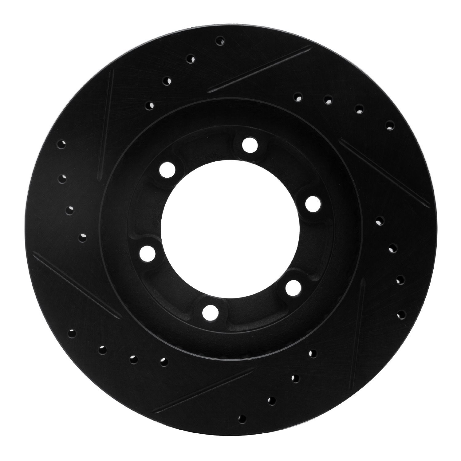 633-80057R Drilled/Slotted Brake Rotor [Black], 1987-1993 Ford/Lincoln/Mercury/Mazda, Position: Front Right