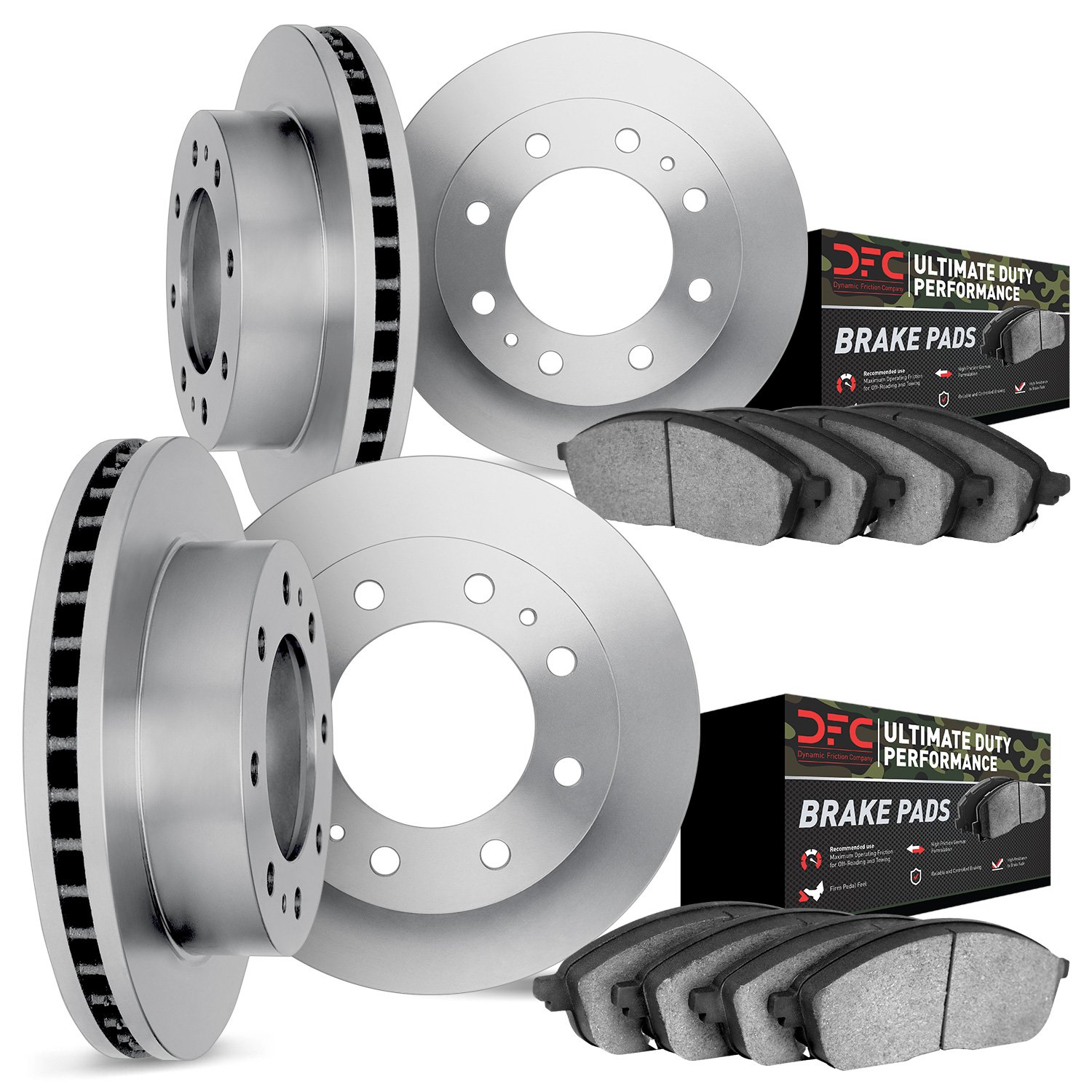 6404-40003 Brake Rotors with Ultimate-Duty Brake Pads, 2000-2002 Mopar, Position: Front and Rear