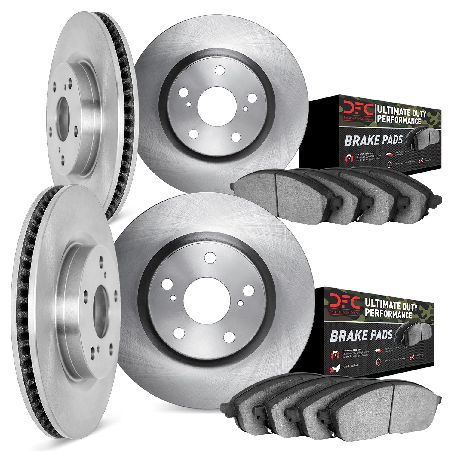 6404-40006 Brake Rotors with Ultimate-Duty Brake Pads, 2006-2018 Mopar, Position: Front and Rear
