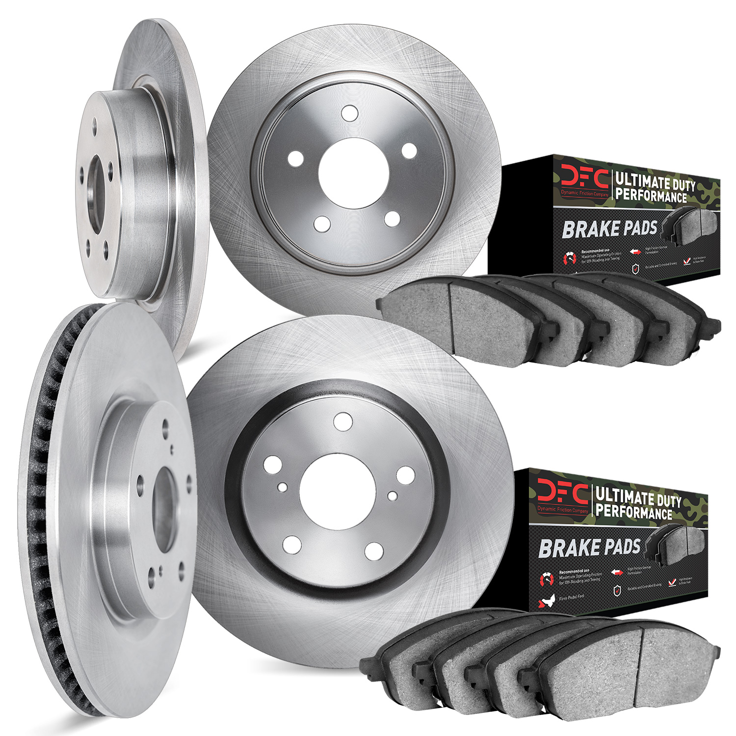 6404-42003 Brake Rotors with Ultimate-Duty Brake Pads, 2005-2010 Mopar, Position: Front and Rear