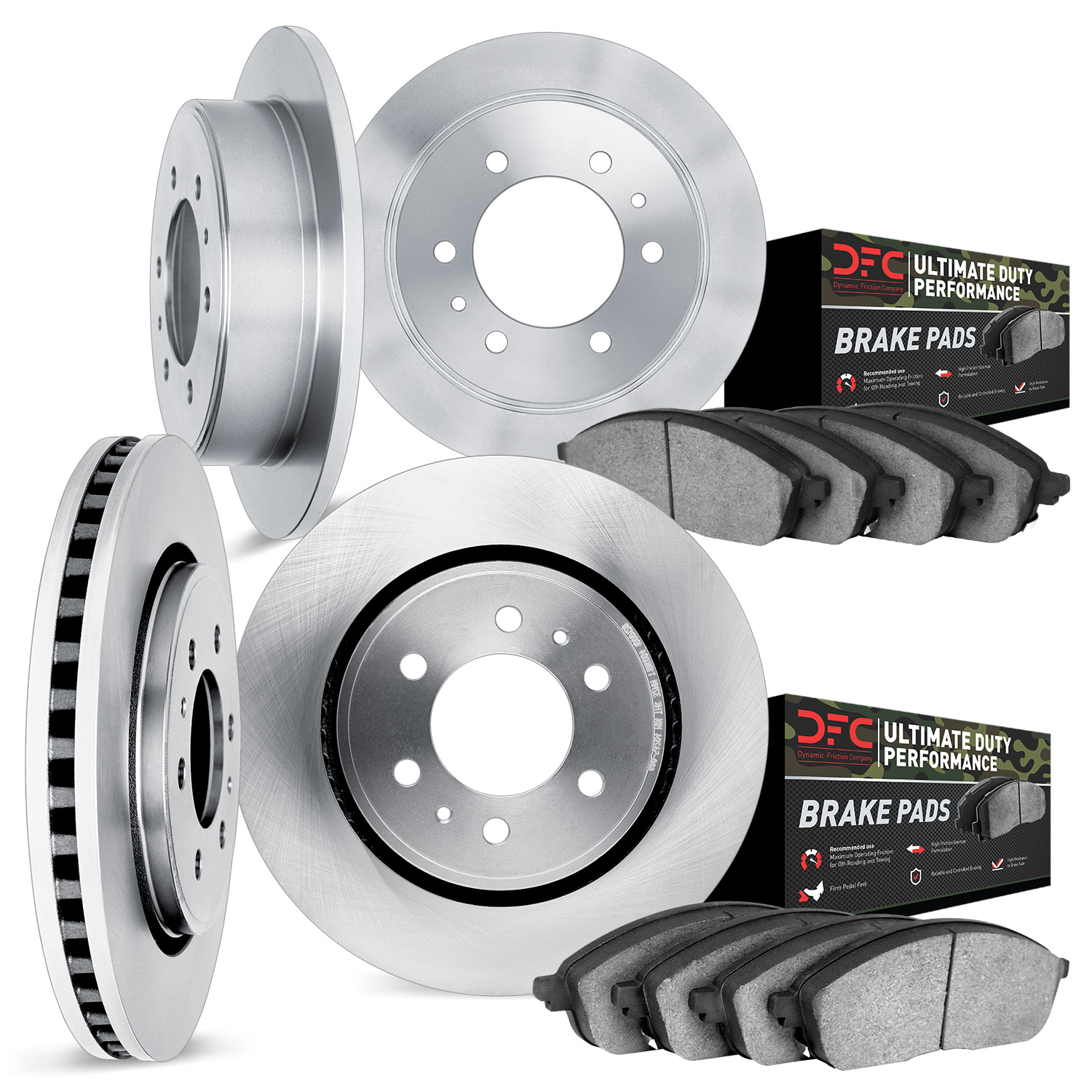 6404-67009 Brake Rotors with Ultimate-Duty Brake Pads, 2004-2005 Infiniti/Nissan, Position: Front and Rear