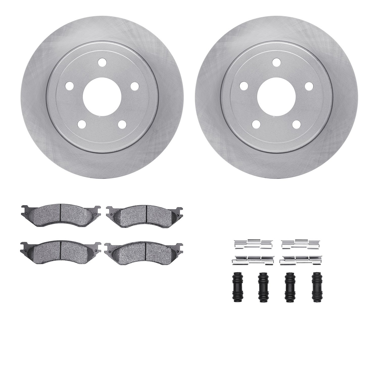 6412-40055 Brake Rotors with Ultimate-Duty Brake Pads Kit & Hardware, 2004-2006 Mopar, Position: Rear