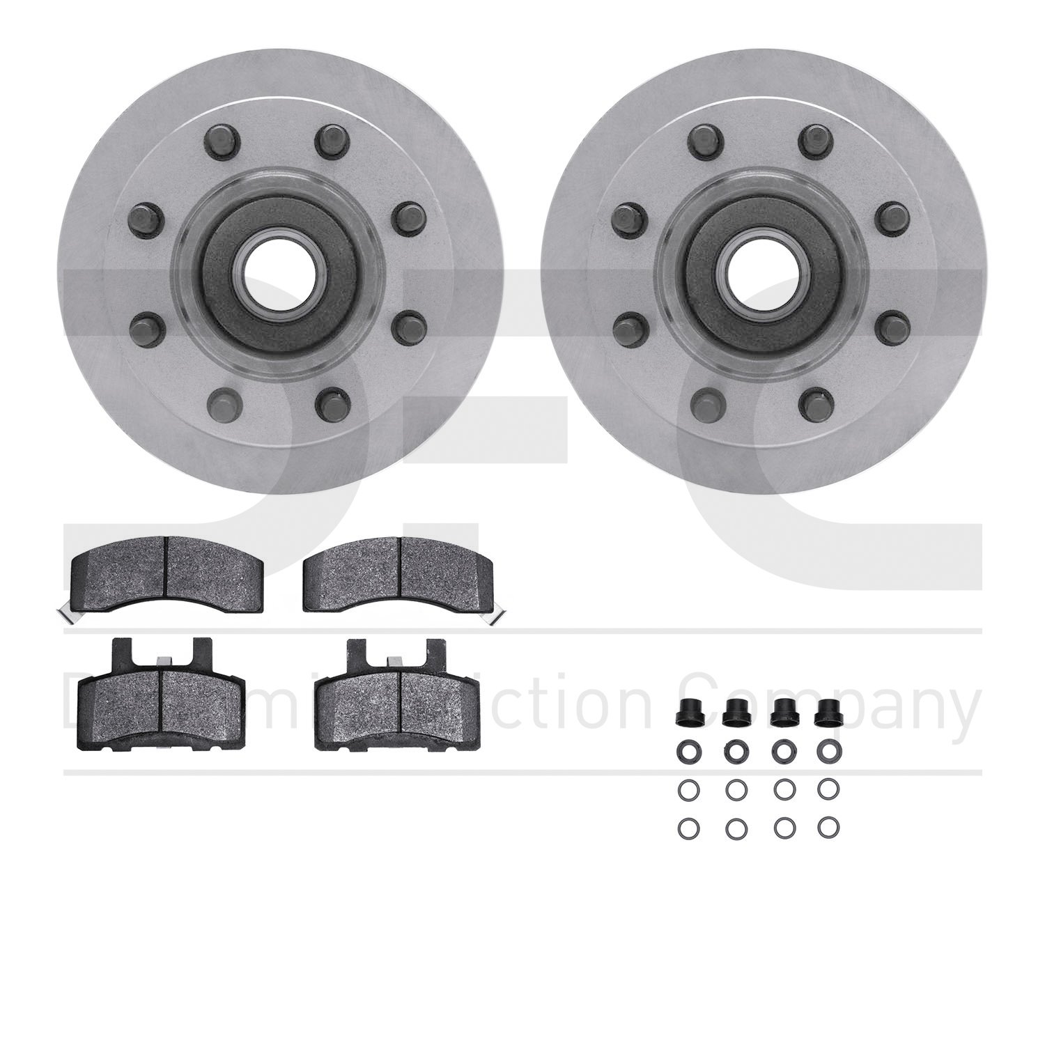 6412-48019 Brake Rotors with Ultimate-Duty Brake Pads Kit & Hardware, 1988-1989 GM, Position: Front