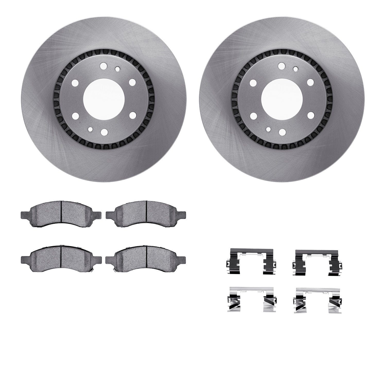 6412-48091 Brake Rotors with Ultimate-Duty Brake Pads Kit & Hardware, 2006-2009 GM, Position: Front