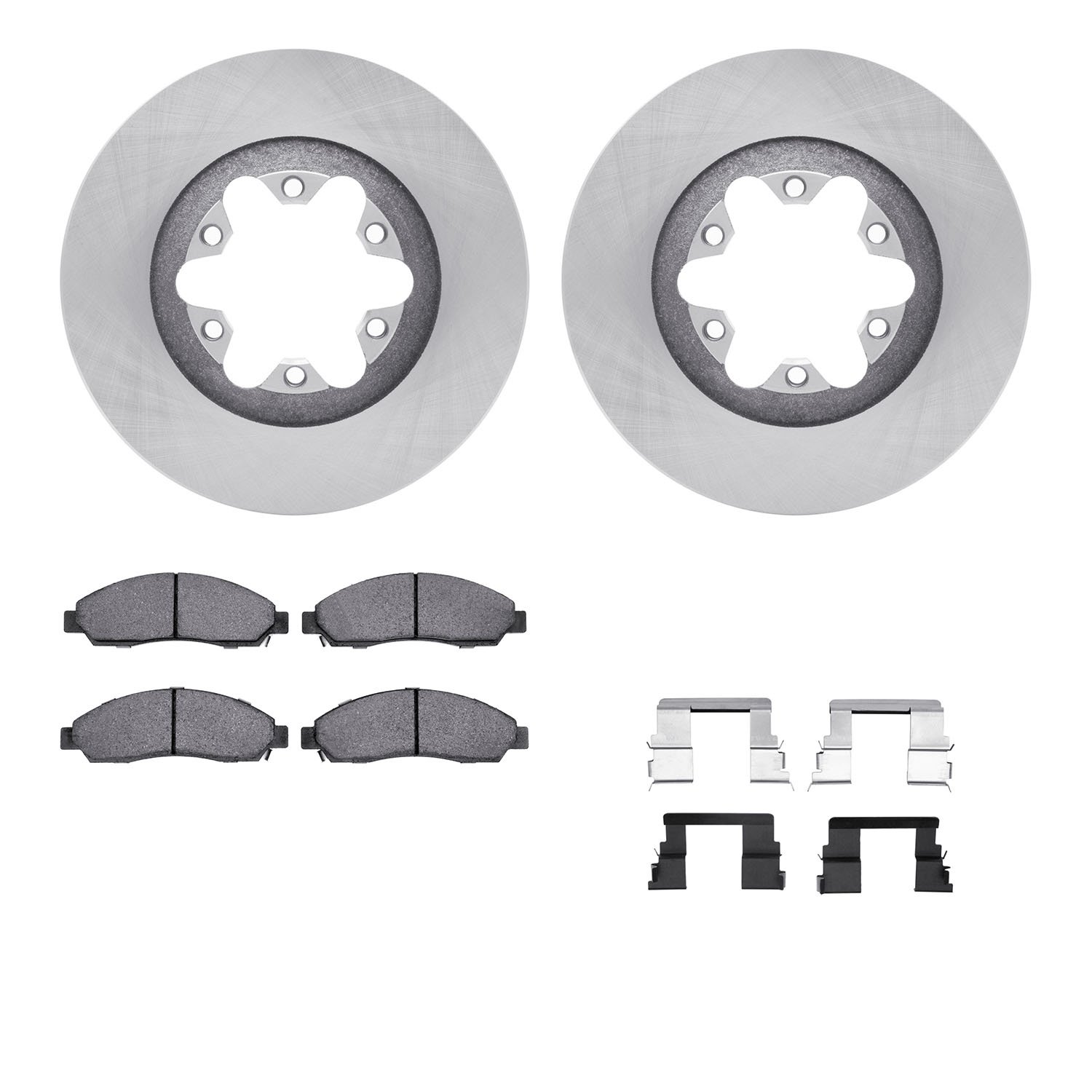 6412-48100 Brake Rotors with Ultimate-Duty Brake Pads Kit & Hardware, 2004-2008 GM, Position: Front