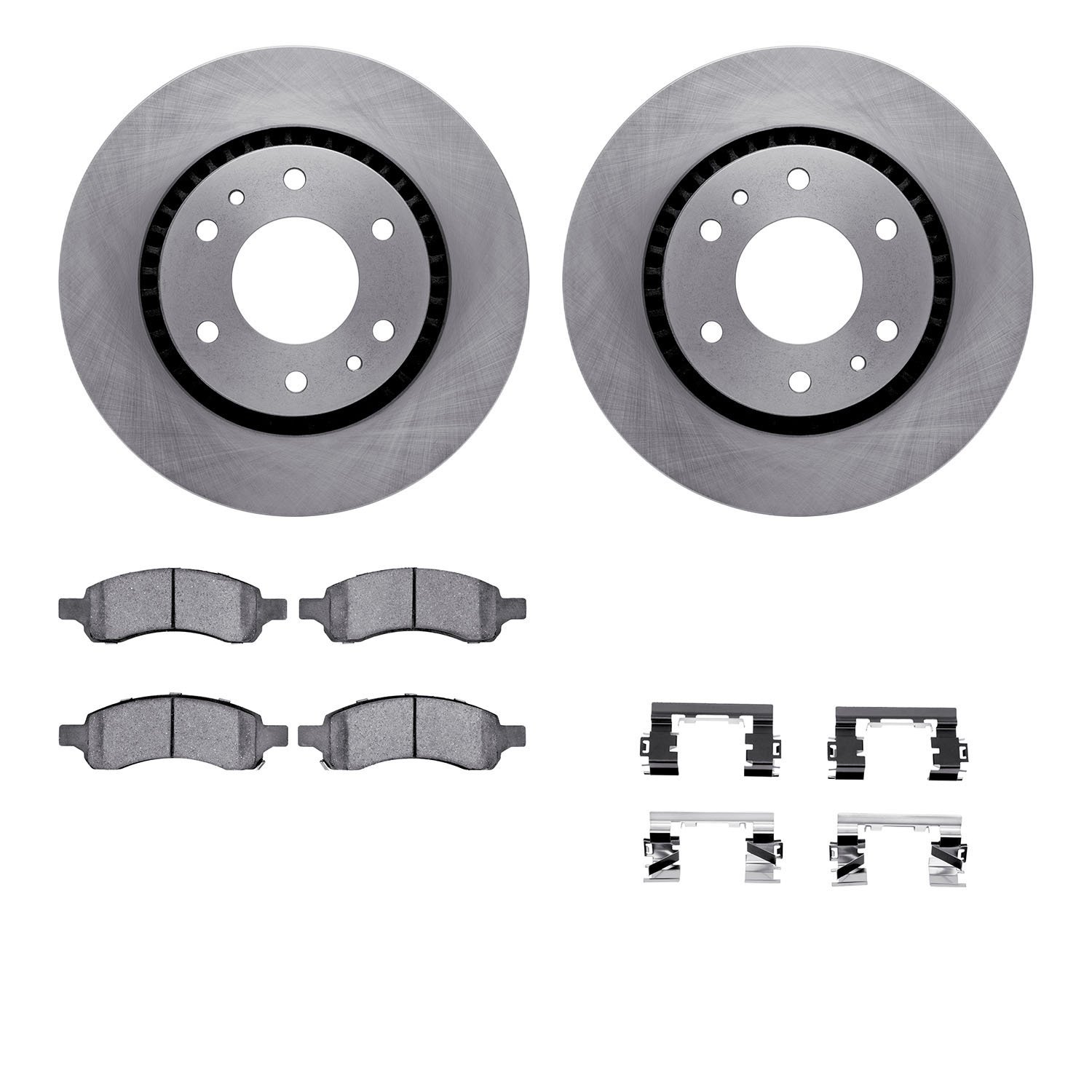 6412-48112 Brake Rotors with Ultimate-Duty Brake Pads Kit & Hardware, 2006-2009 GM, Position: Front