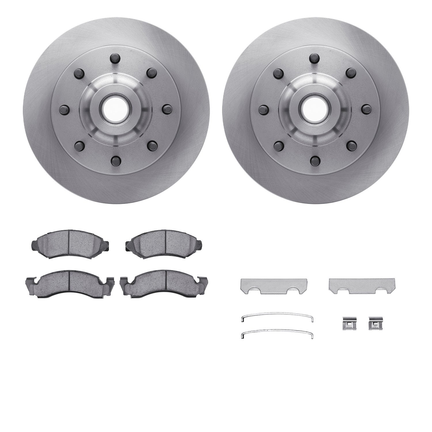 6412-54019 Brake Rotors with Ultimate-Duty Brake Pads Kit & Hardware, 1973-1979 Ford/Lincoln/Mercury/Mazda, Position: Front