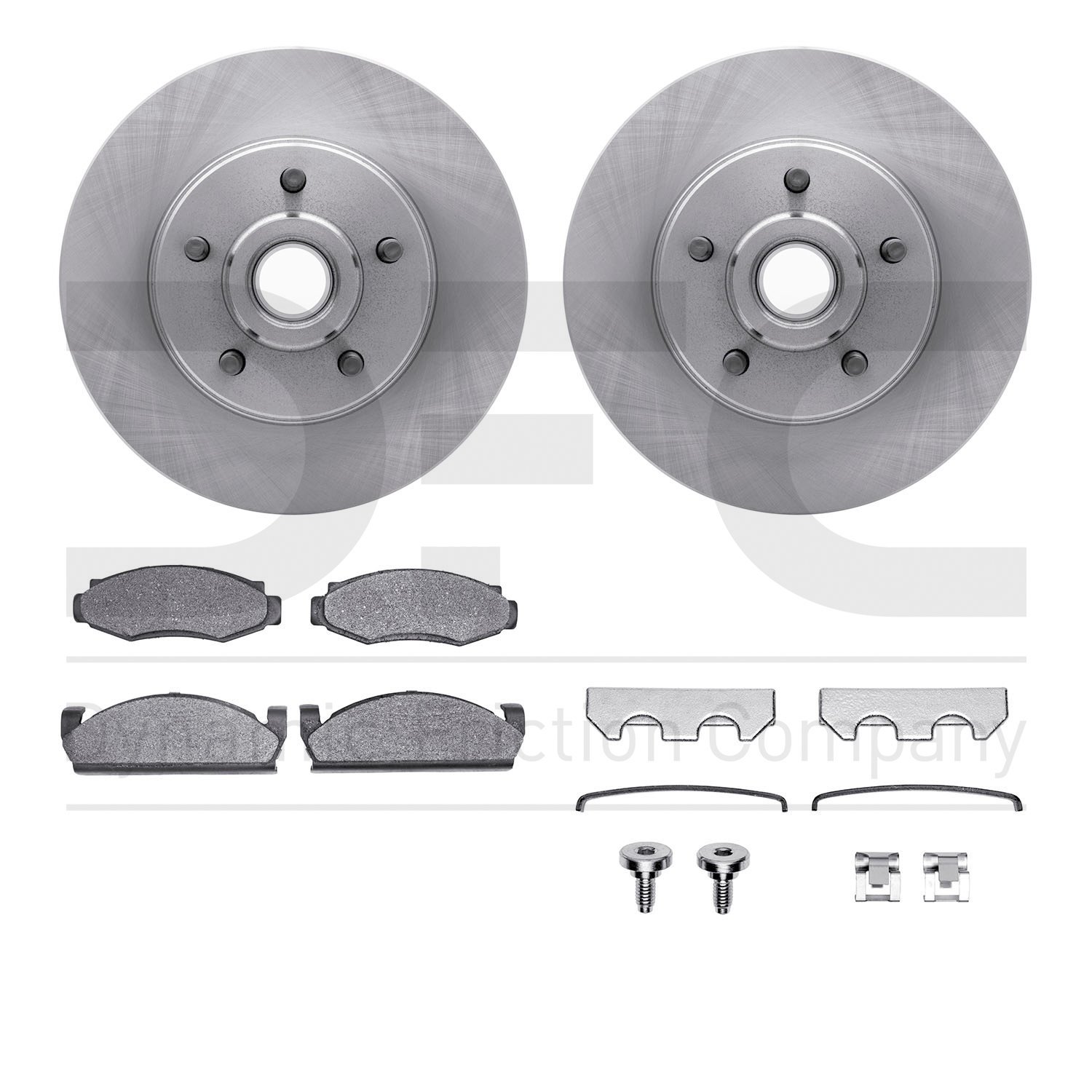 6412-54022 Brake Rotors with Ultimate-Duty Brake Pads Kit & Hardware, 1980-1983 Ford/Lincoln/Mercury/Mazda, Position: Front