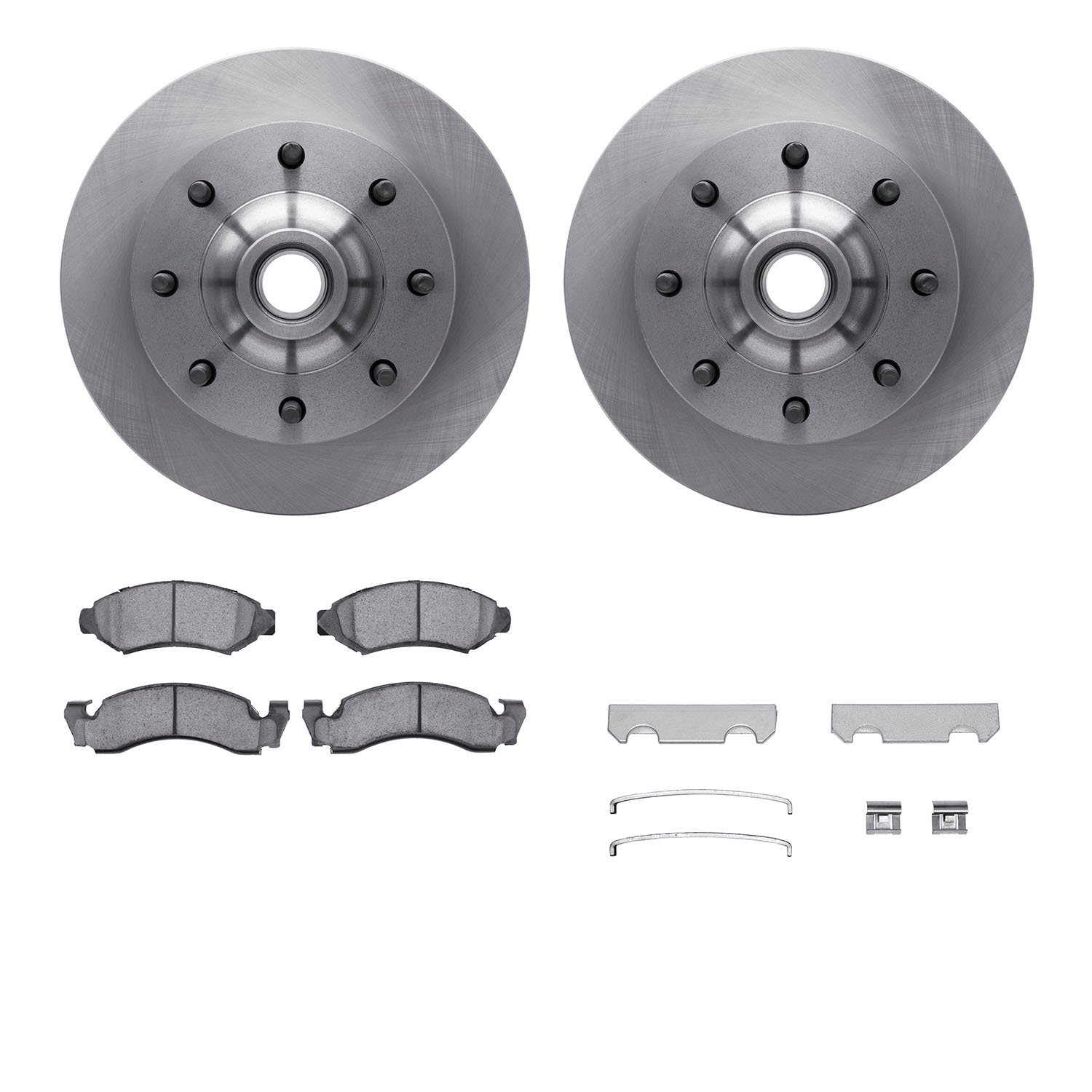 6412-54043 Brake Rotors with Ultimate-Duty Brake Pads Kit & Hardware, 1980-1985 Ford/Lincoln/Mercury/Mazda, Position: Front