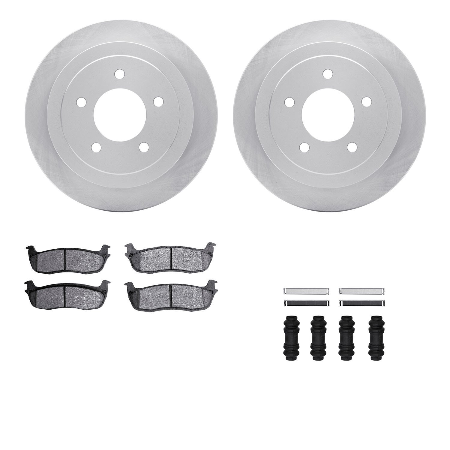 6412-54179 Brake Rotors with Ultimate-Duty Brake Pads Kit & Hardware, 1997-2004 Ford/Lincoln/Mercury/Mazda, Position: Rear