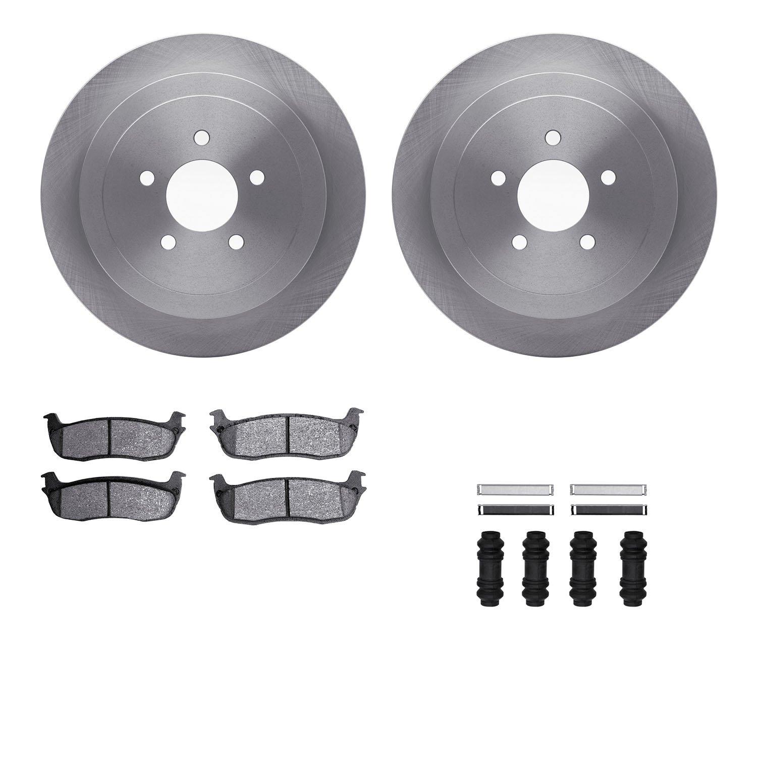 6412-55001 Brake Rotors with Ultimate-Duty Brake Pads Kit & Hardware, 2003-2011 Ford/Lincoln/Mercury/Mazda, Position: Rear