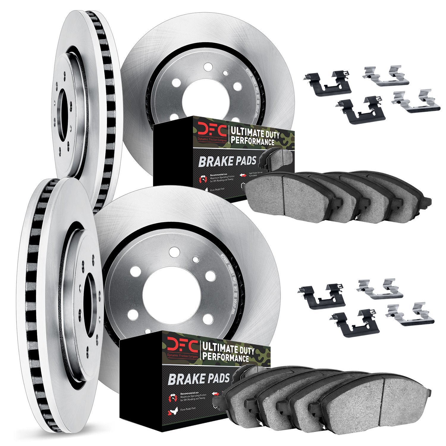 6414-40027 Brake Rotors with Ultimate-Duty Brake Pads Kit & Hardware, Fits Select Mopar, Position: Front and Rear