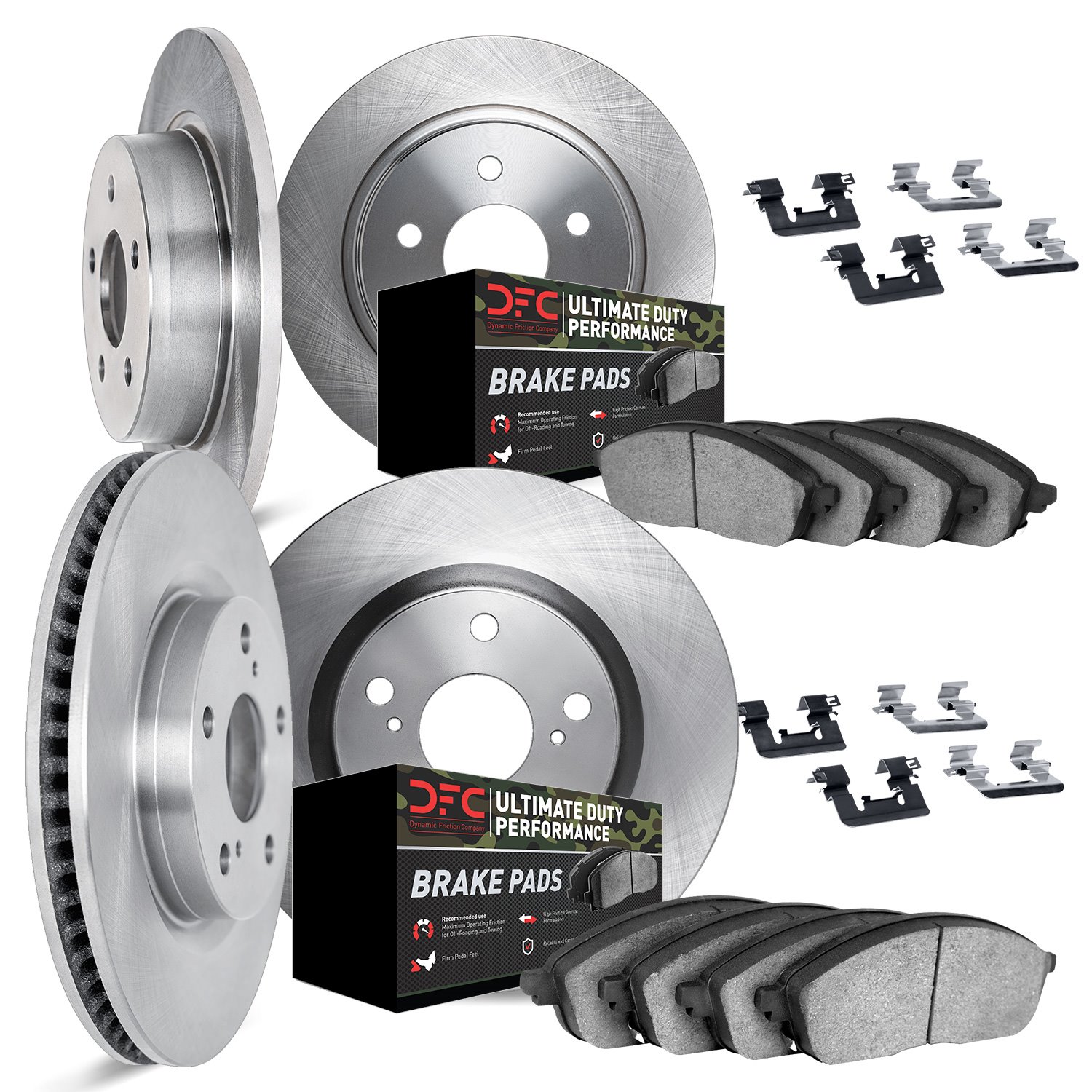 6414-42003 Brake Rotors with Ultimate-Duty Brake Pads Kit & Hardware, 2005-2010 Mopar, Position: Front and Rear