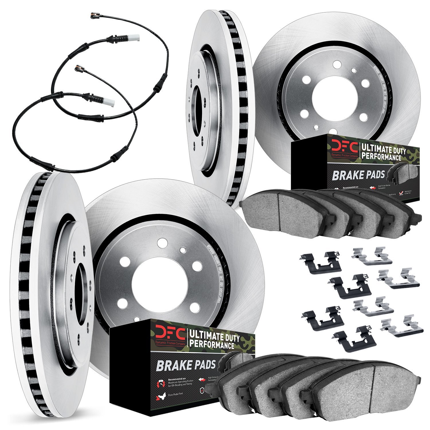 6424-47003 Brake Rotors with Ultimate-Duty Brake Pads/Sensor & Hardware Kit, Fits Select GM, Position: Front and Rear