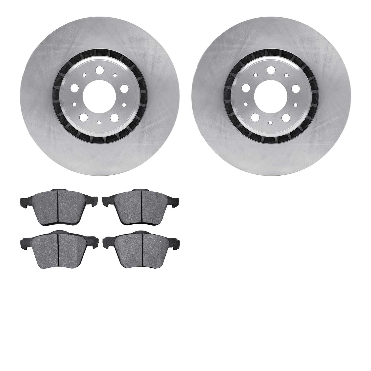 6502-27253 Brake Rotors w/5000 Advanced Brake Pads Kit, 2003-2009 Volvo, Position: Front