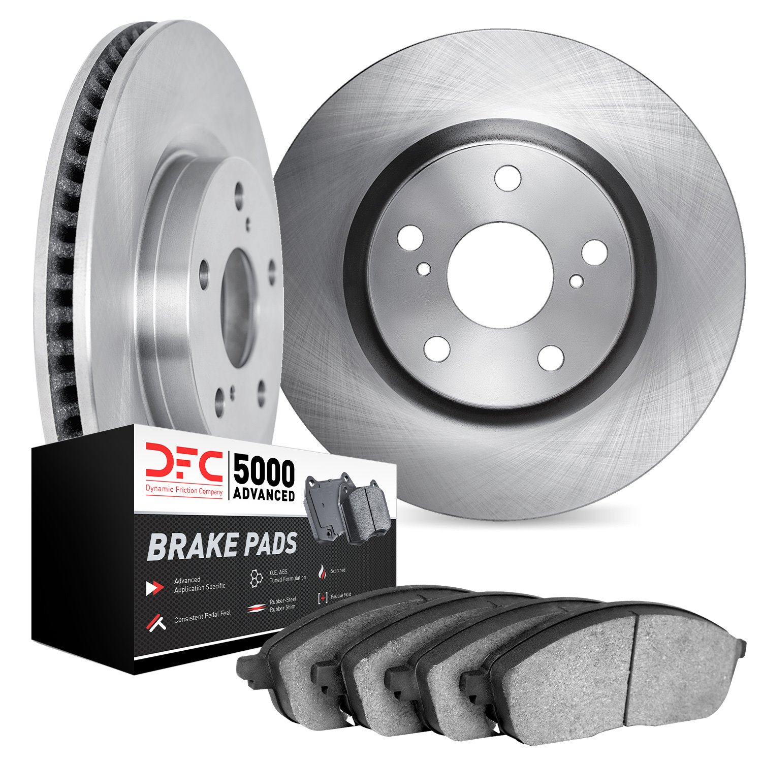 6502-31000 Brake Rotors w/5000 Advanced Brake Pads Kit, Fits Select Multiple Makes/Models, Position: Front