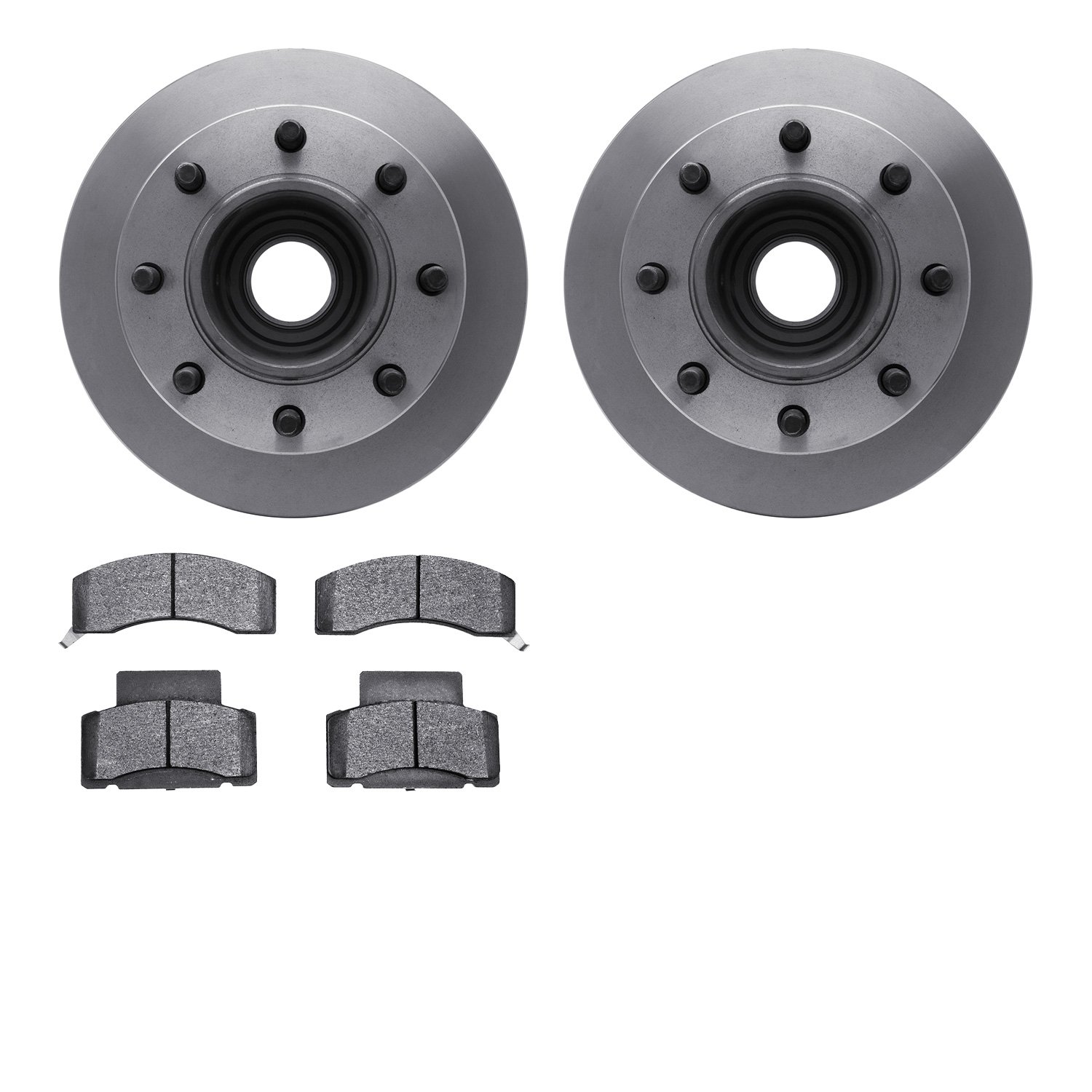 6502-48168 Brake Rotors w/5000 Advanced Brake Pads Kit, 1990-1994 GM, Position: Front