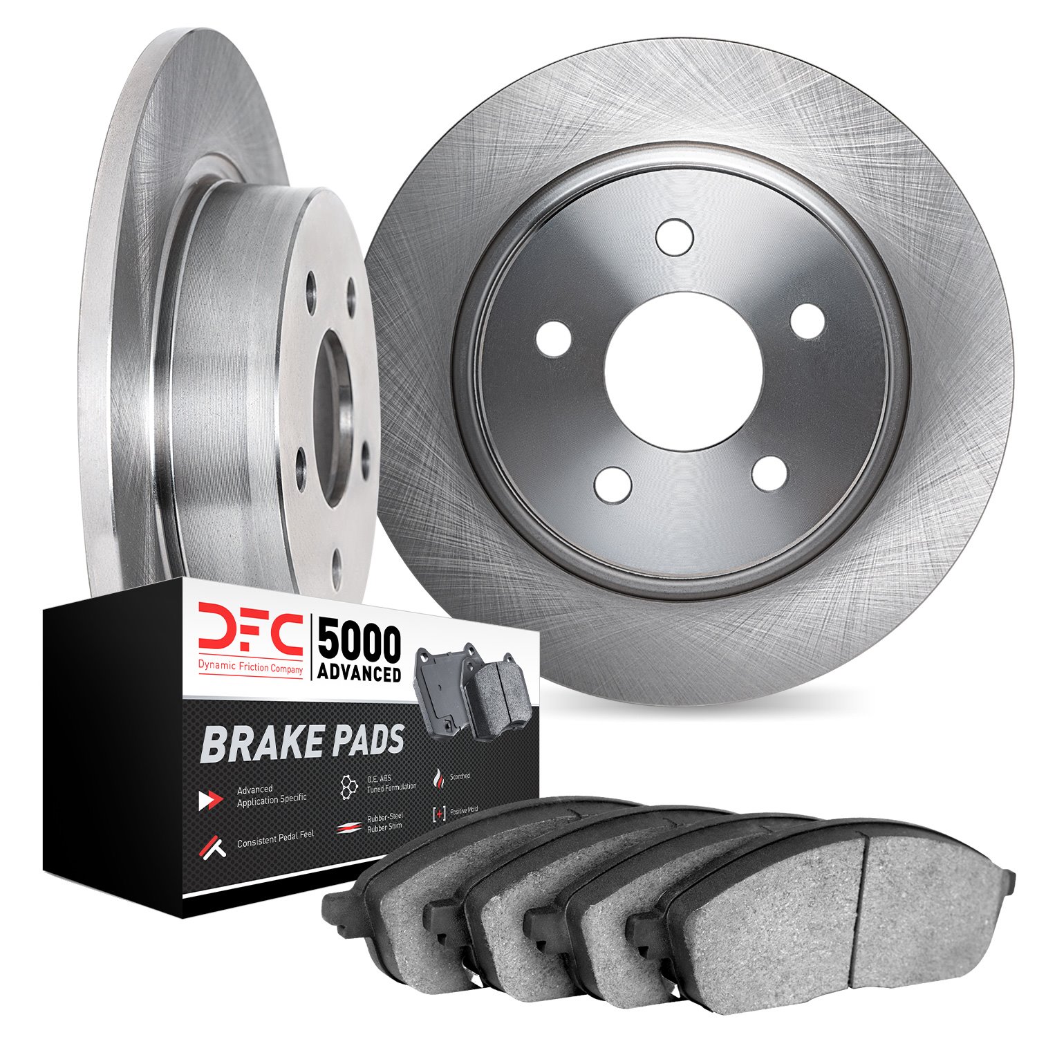 6502-65070 Brake Rotors w/5000 Advanced Brake Pads Kit, 1994-1996 GM, Position: Rear