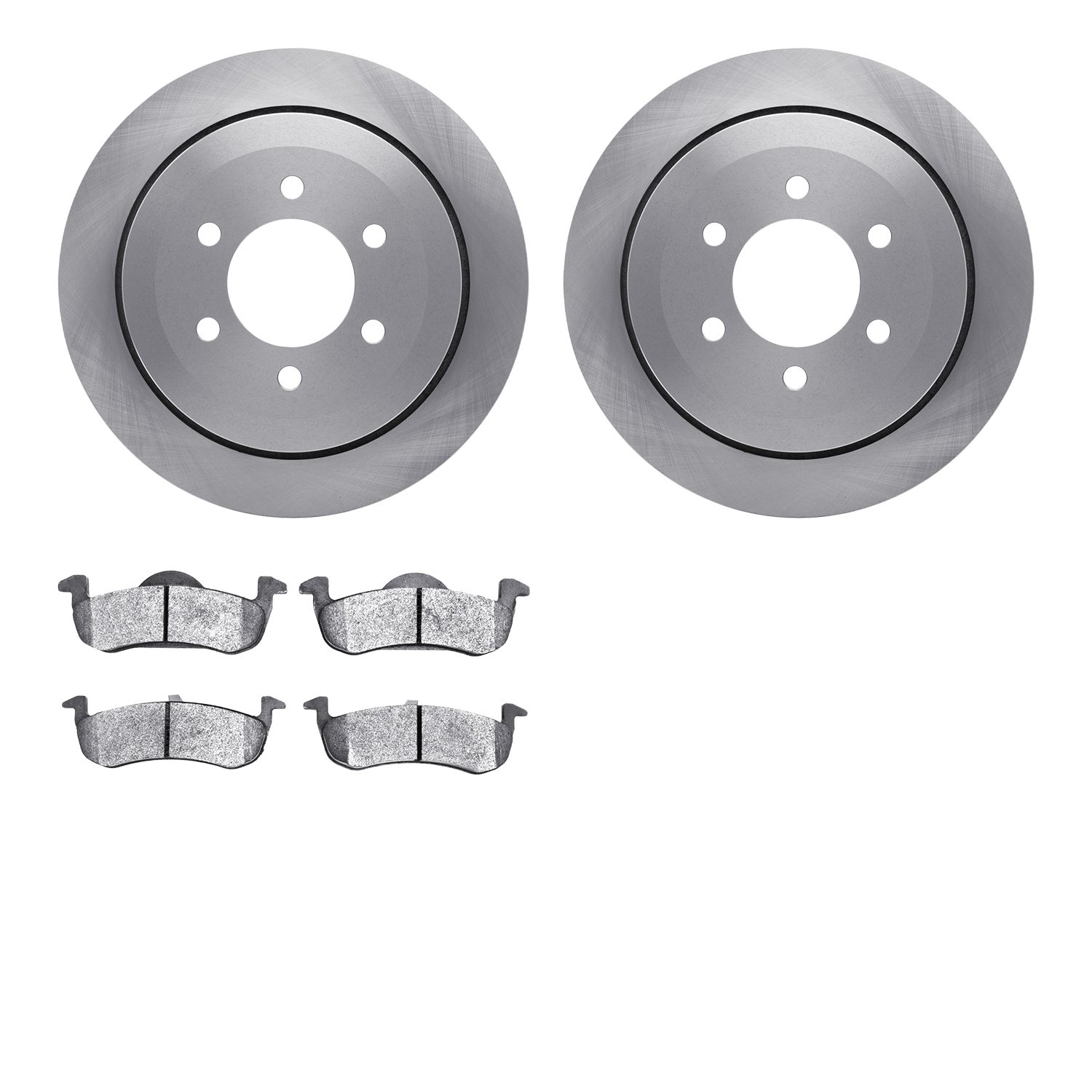 6502-99619 Brake Rotors w/5000 Advanced Brake Pads Kit, 2010-2017 Ford/Lincoln/Mercury/Mazda, Position: Rear