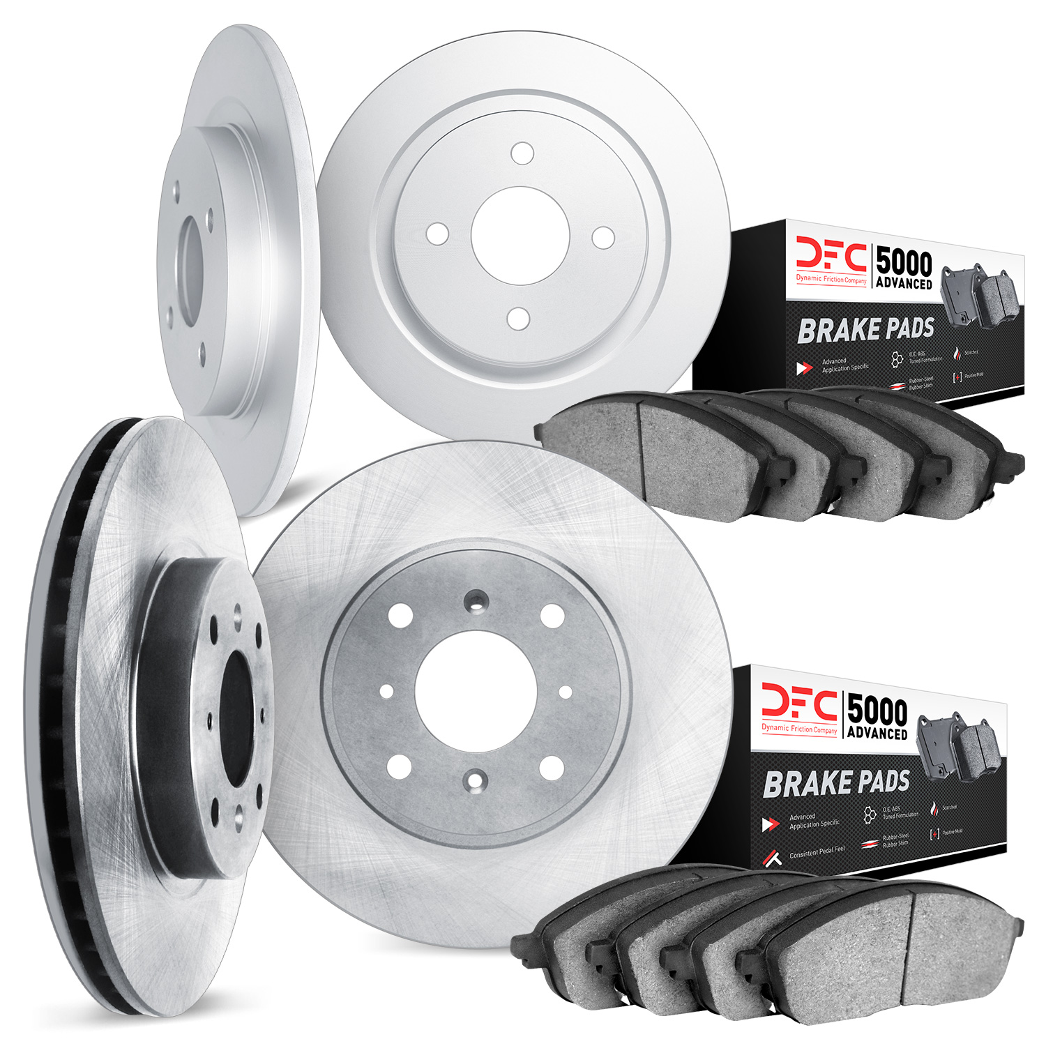 6504-01001 Brake Rotors w/5000 Advanced Brake Pads Kit, 2004-2009 Multiple Makes/Models, Position: Front and Rear