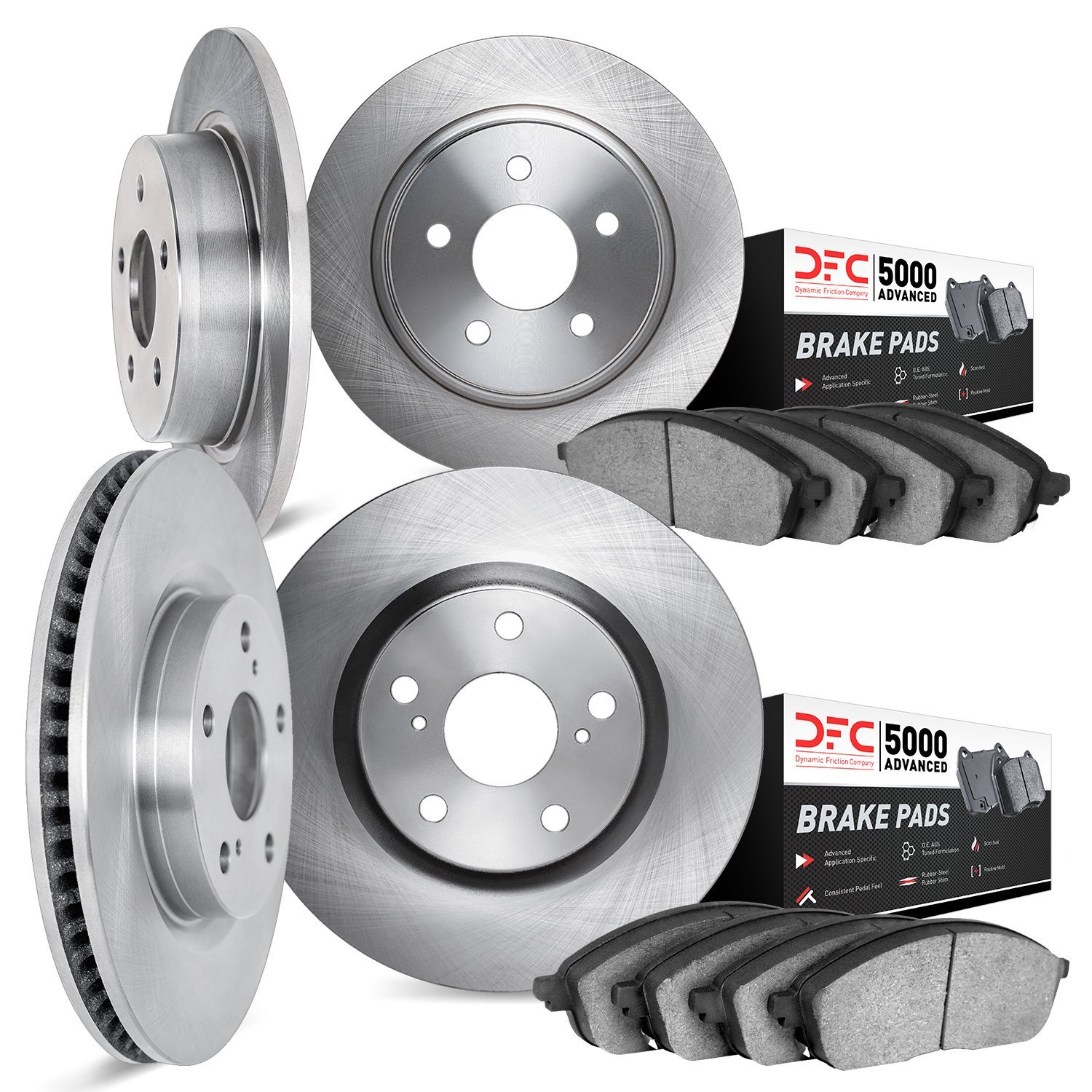 6504-01063 Brake Rotors w/5000 Advanced Brake Pads Kit, 2006-2010 Ford/Lincoln/Mercury/Mazda, Position: Front and Rear