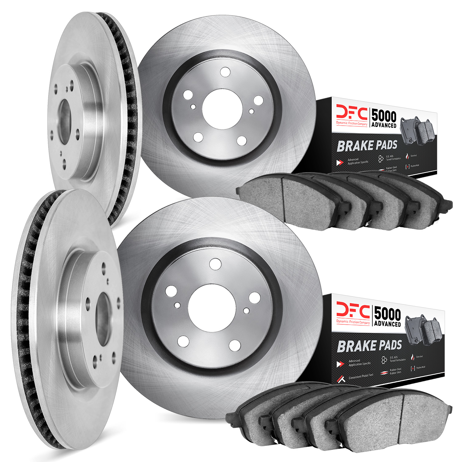 6504-03026 Brake Rotors w/5000 Advanced Brake Pads Kit, Fits Select Kia/Hyundai/Genesis, Position: Front and Rear