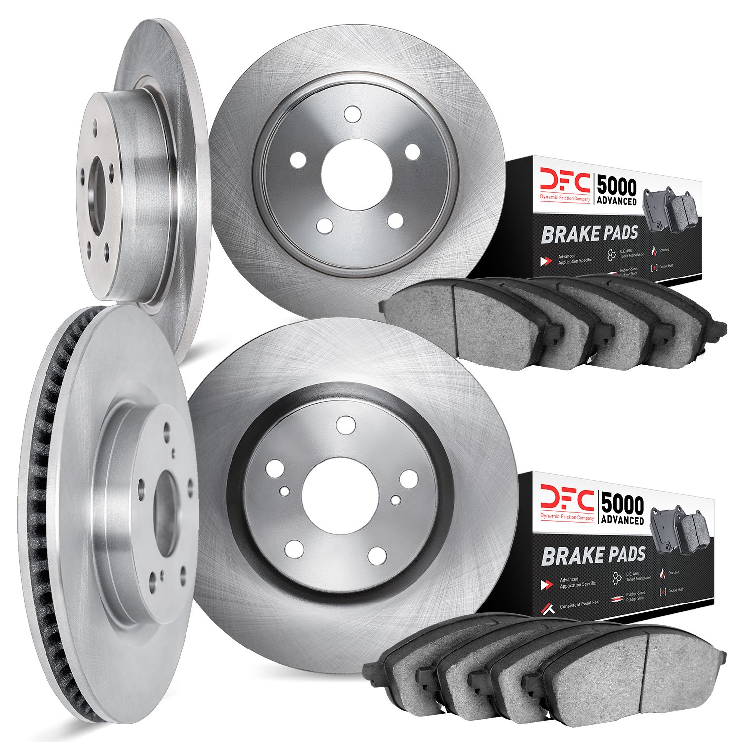 6504-03072 Brake Rotors w/5000 Advanced Brake Pads Kit, Fits Select Kia/Hyundai/Genesis, Position: Front and Rear