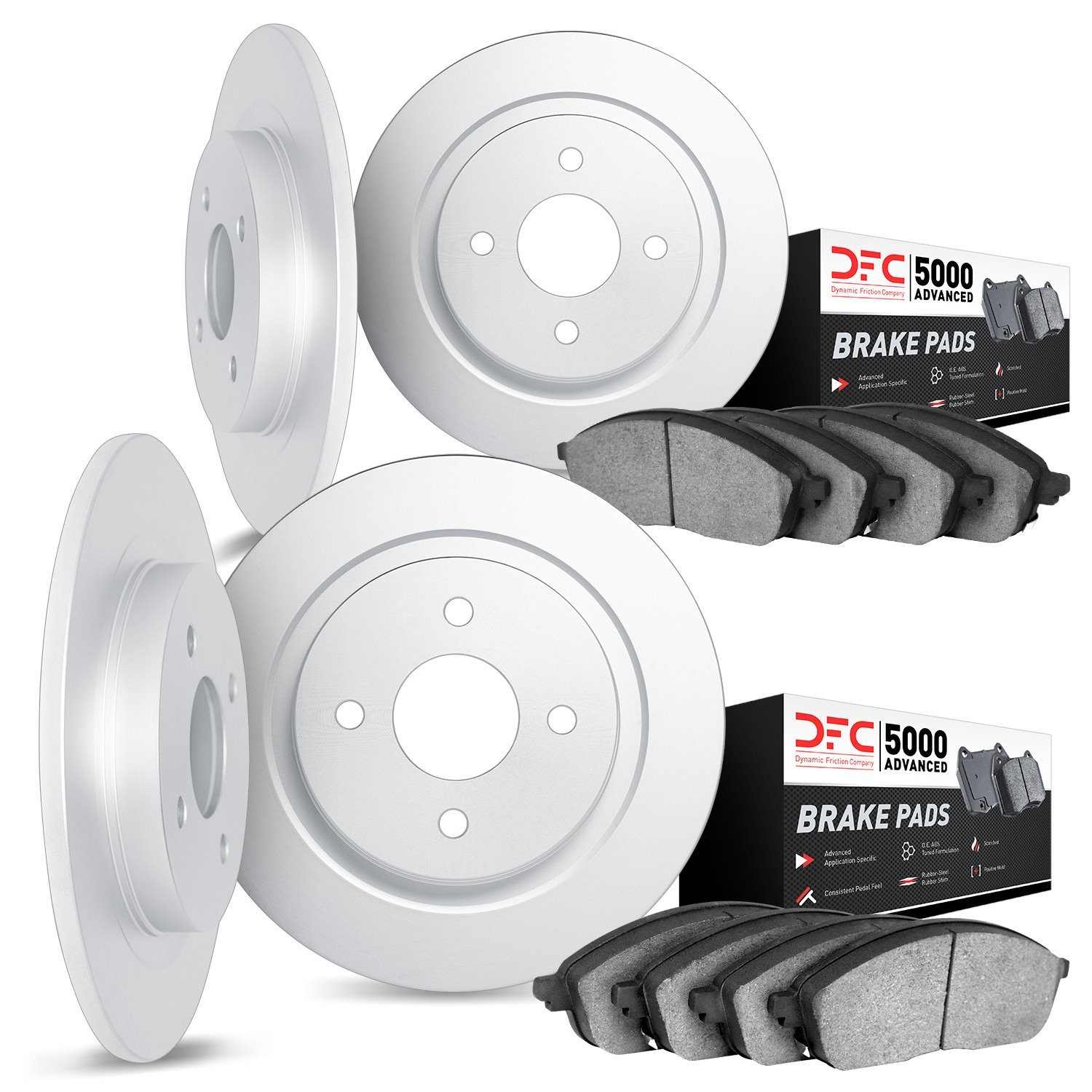 6504-07010 Brake Rotors w/5000 Advanced Brake Pads Kit, 1968-1988 Multiple Makes/Models, Position: Front and Rear