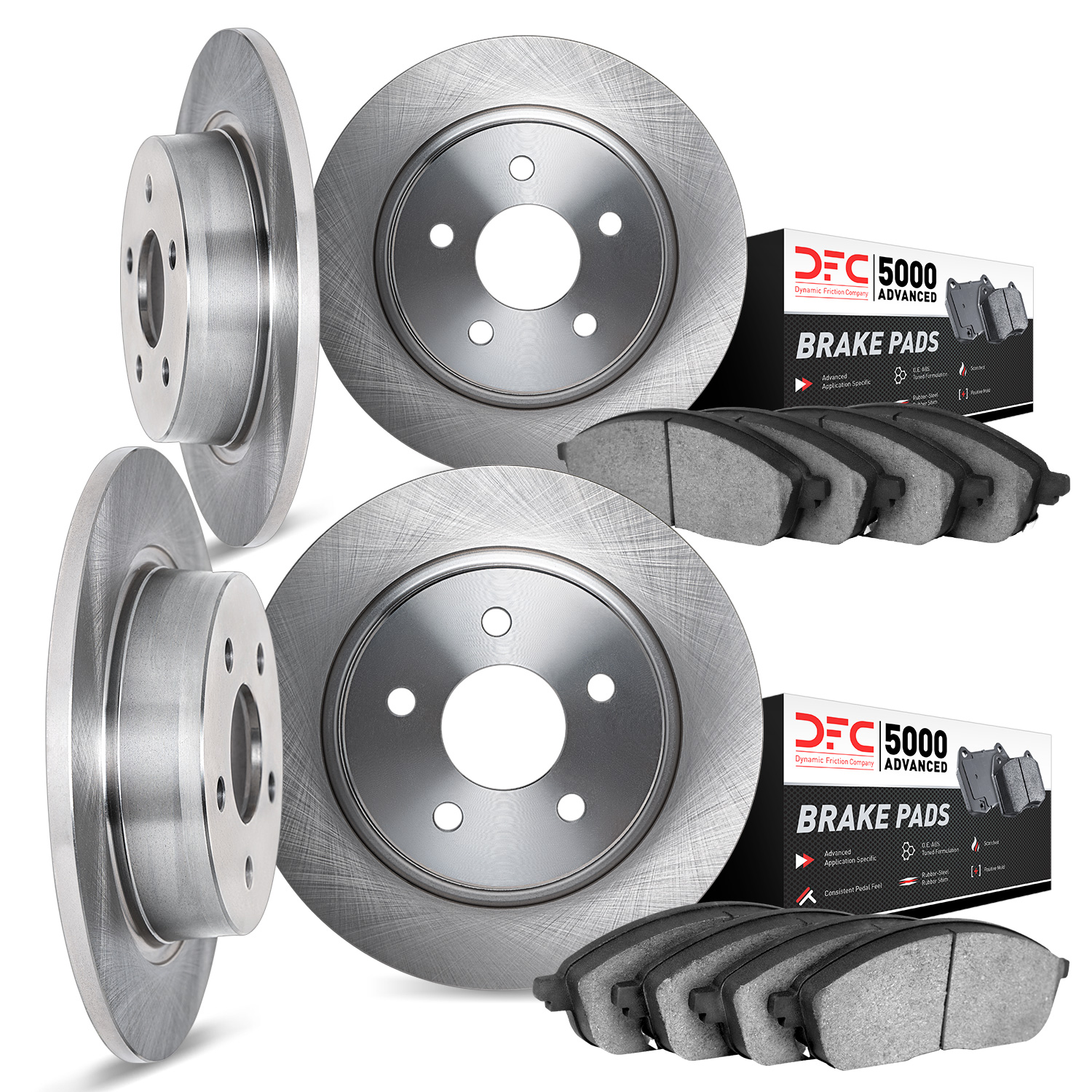 6504-27000 Brake Rotors w/5000 Advanced Brake Pads Kit, 1967-1972 Volvo, Position: Front and Rear