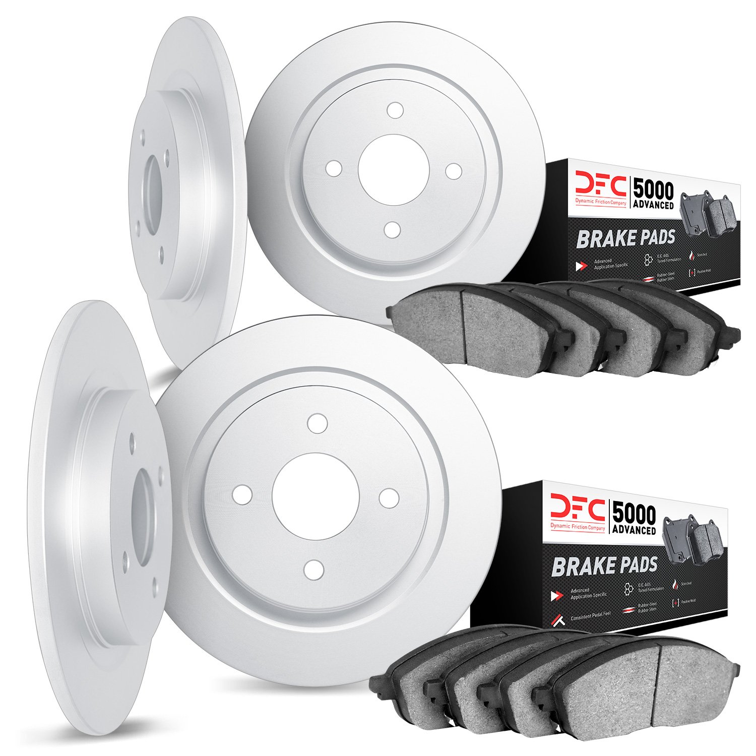 6504-28001 Brake Rotors w/5000 Advanced Brake Pads Kit, 1980-1989 Peugeot, Position: Front and Rear