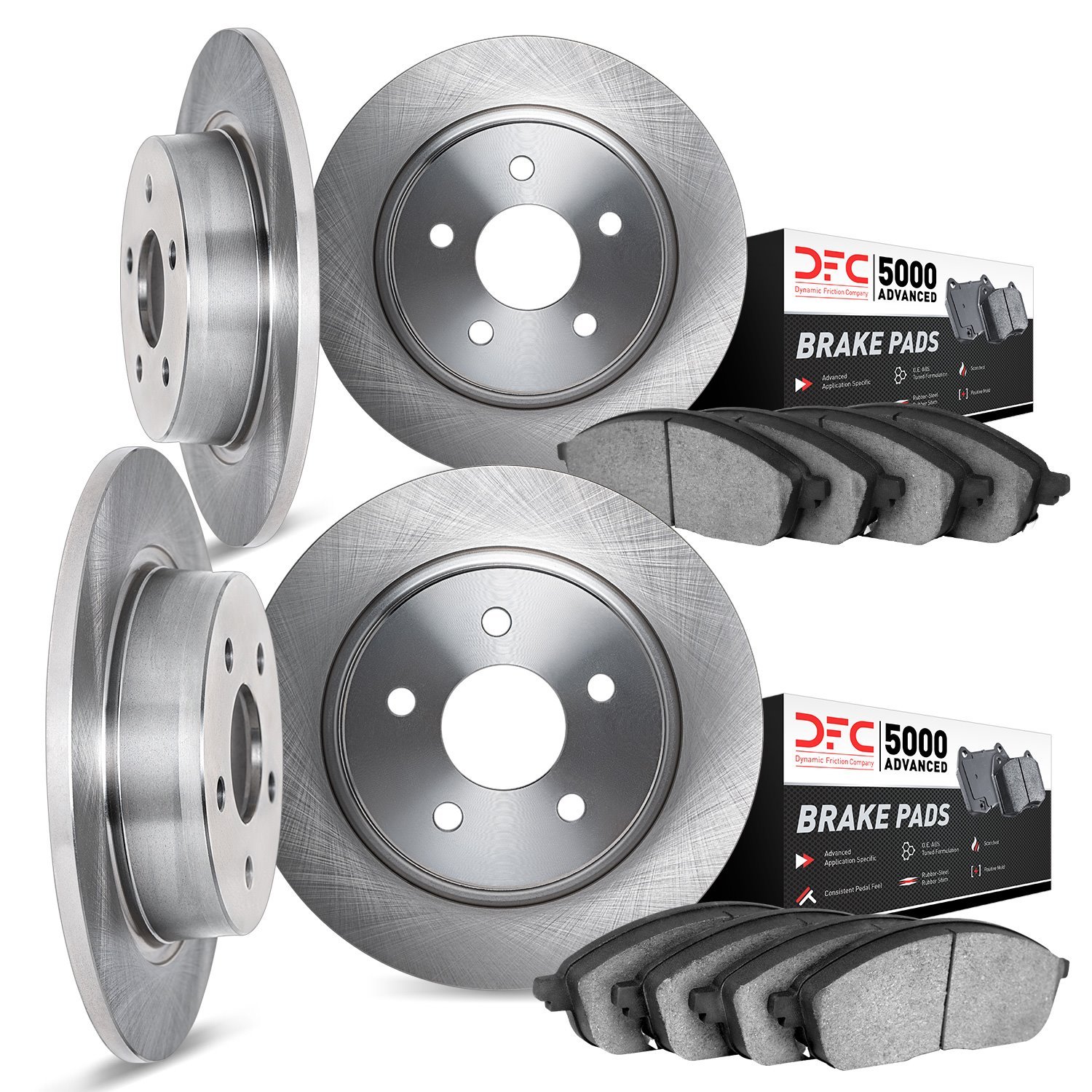 6504-52019 Brake Rotors w/5000 Advanced Brake Pads Kit, 1984-1987 GM, Position: Front and Rear