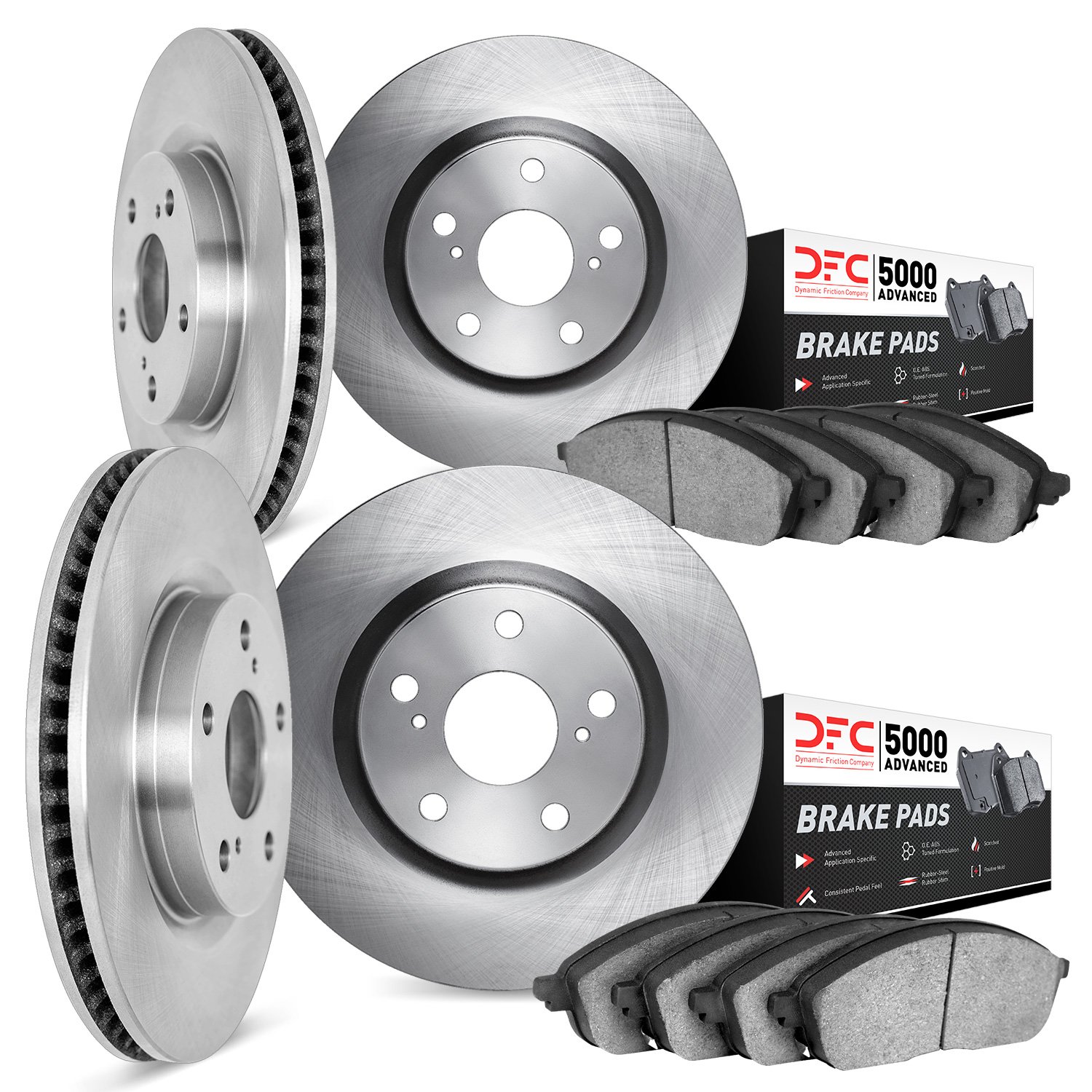 6504-56086 Brake Rotors w/5000 Advanced Brake Pads Kit, 1978-1978 Ford/Lincoln/Mercury/Mazda, Position: Front and Rear