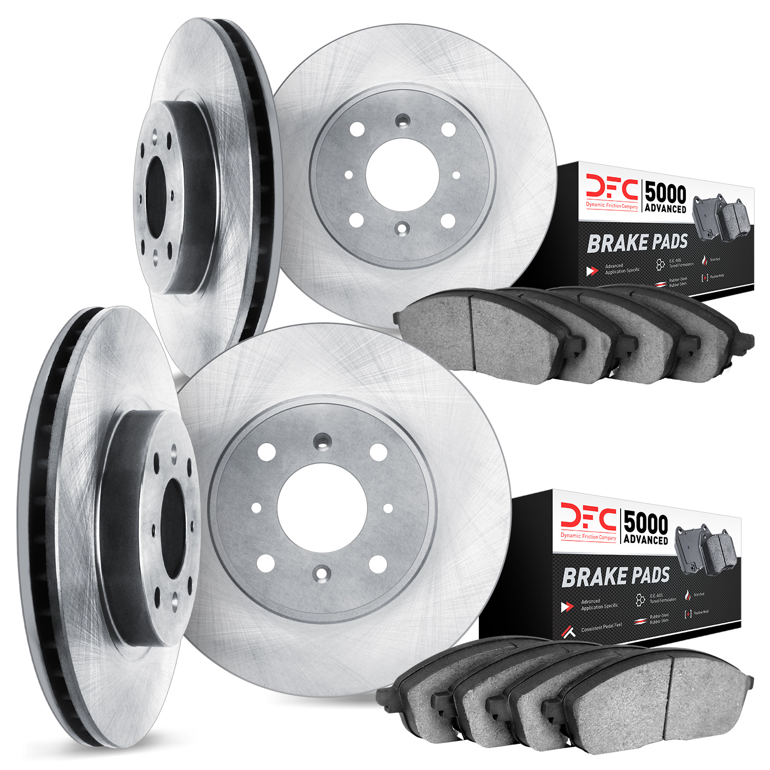 6504-56096 Brake Rotors w/5000 Advanced Brake Pads Kit, 1998-2000 Ford/Lincoln/Mercury/Mazda, Position: Front and Rear