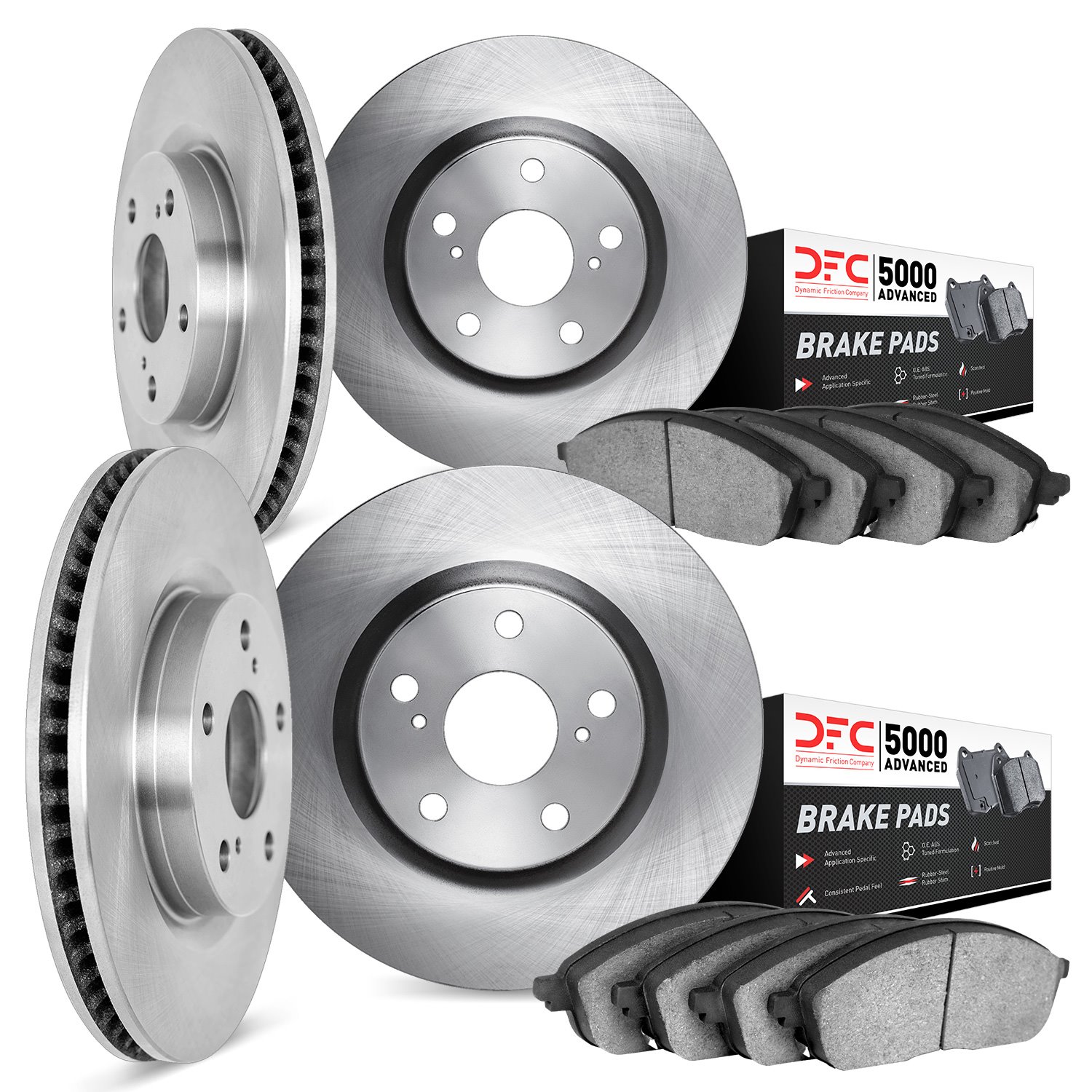 6504-73040 Brake Rotors w/5000 Advanced Brake Pads Kit, Fits Select Audi/Volkswagen, Position: Front and Rear