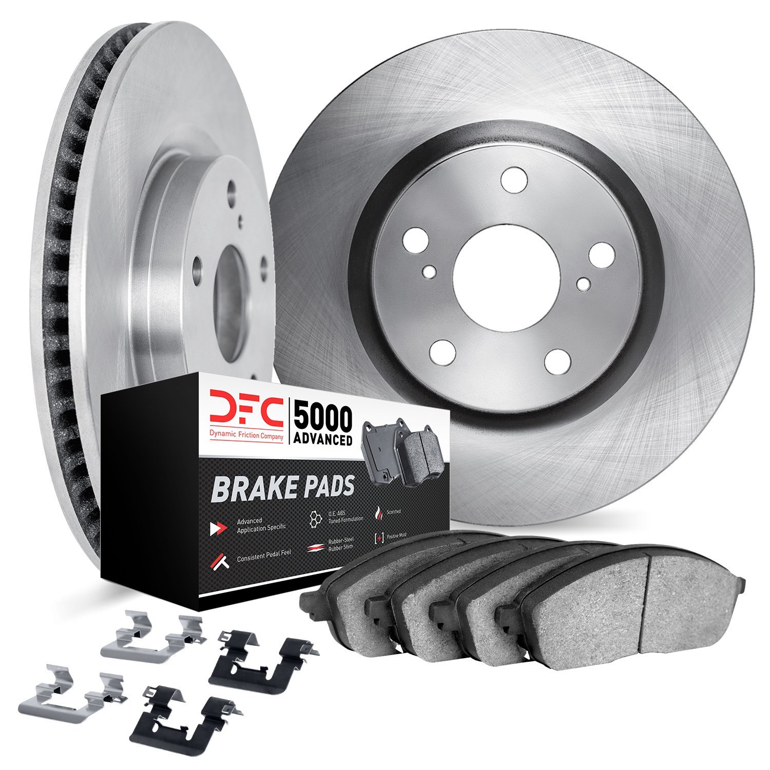 6512-02062 Brake Rotors w/5000 Advanced Brake Pads Kit with Hardware, Fits Select Porsche, Position: Front