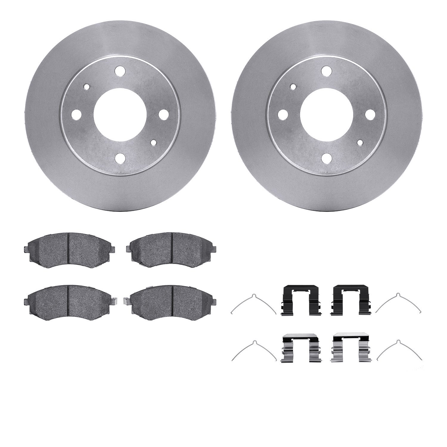 6512-03128 Brake Rotors w/5000 Advanced Brake Pads Kit with Hardware, 1989-1998 Kia/Hyundai/Genesis, Position: Front