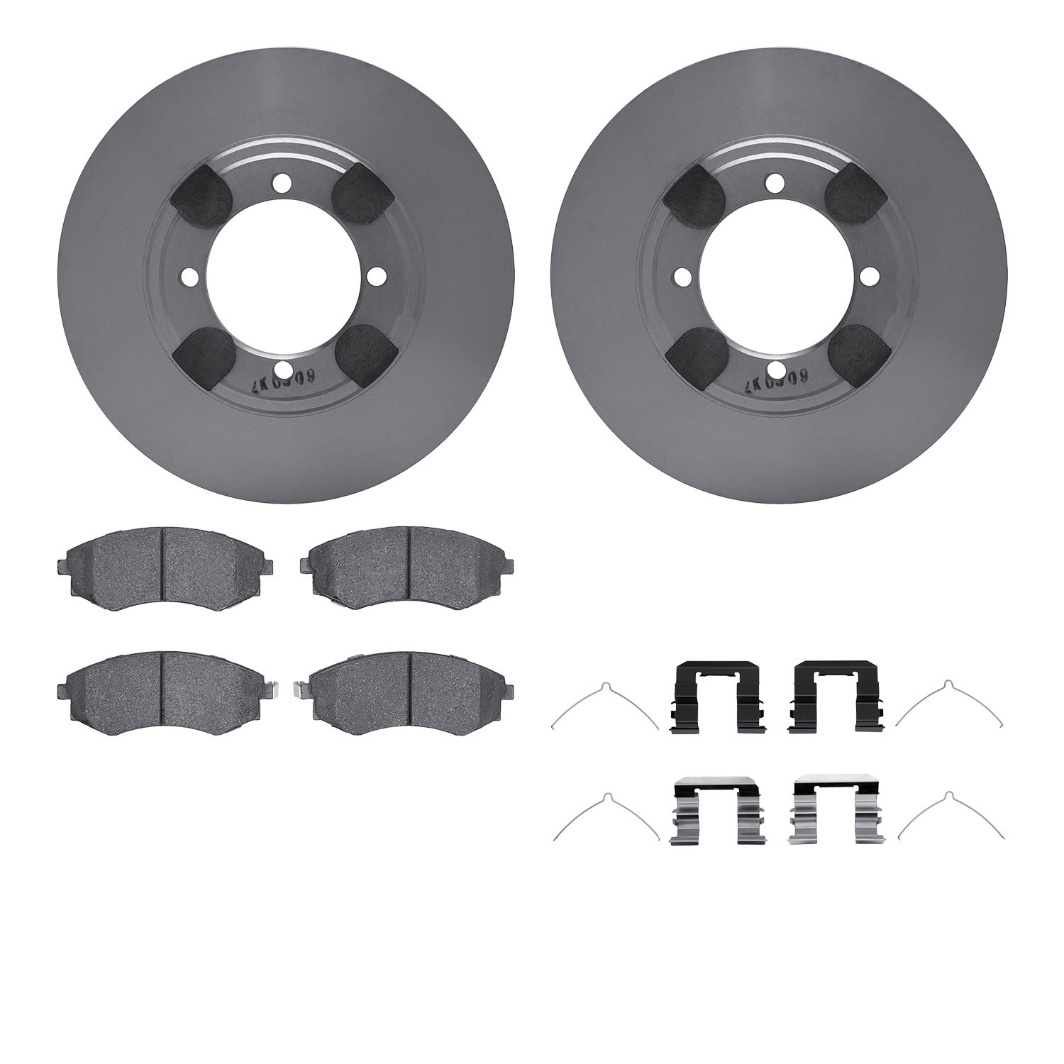 6512-03147 Brake Rotors w/5000 Advanced Brake Pads Kit with Hardware, 1992-1998 Kia/Hyundai/Genesis, Position: Front