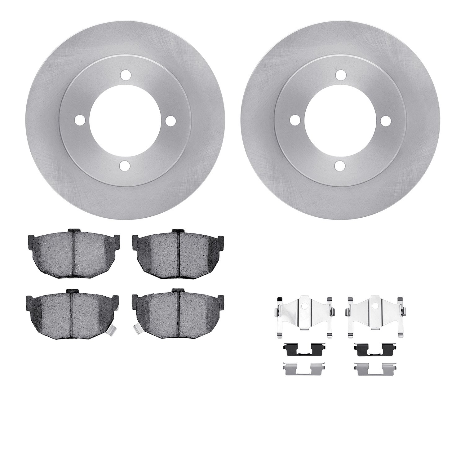 6512-03150 Brake Rotors w/5000 Advanced Brake Pads Kit with Hardware, 1994-1996 Kia/Hyundai/Genesis, Position: Rear