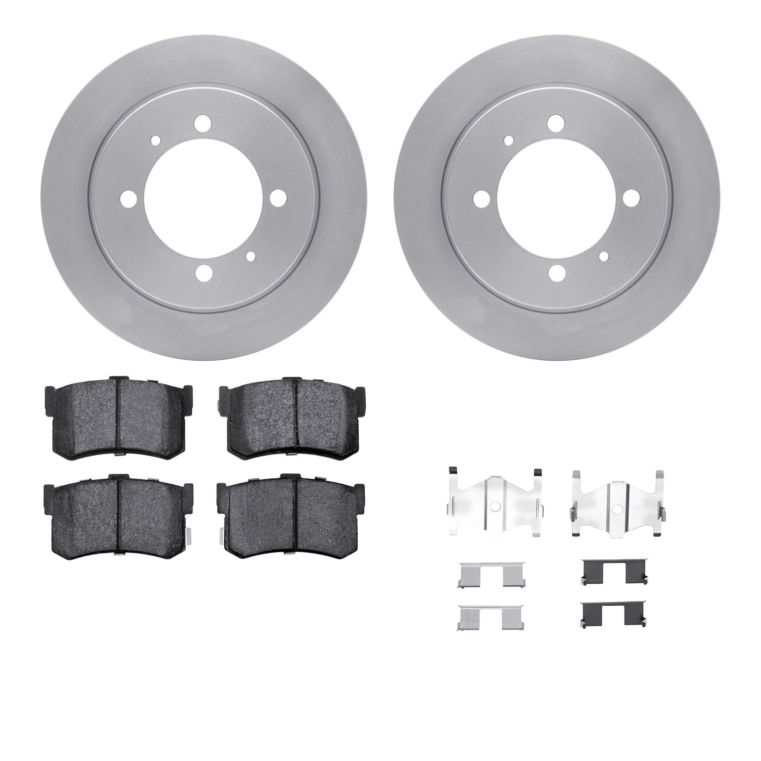 6512-03156 Brake Rotors w/5000 Advanced Brake Pads Kit with Hardware, 1994-1998 Kia/Hyundai/Genesis, Position: Rear