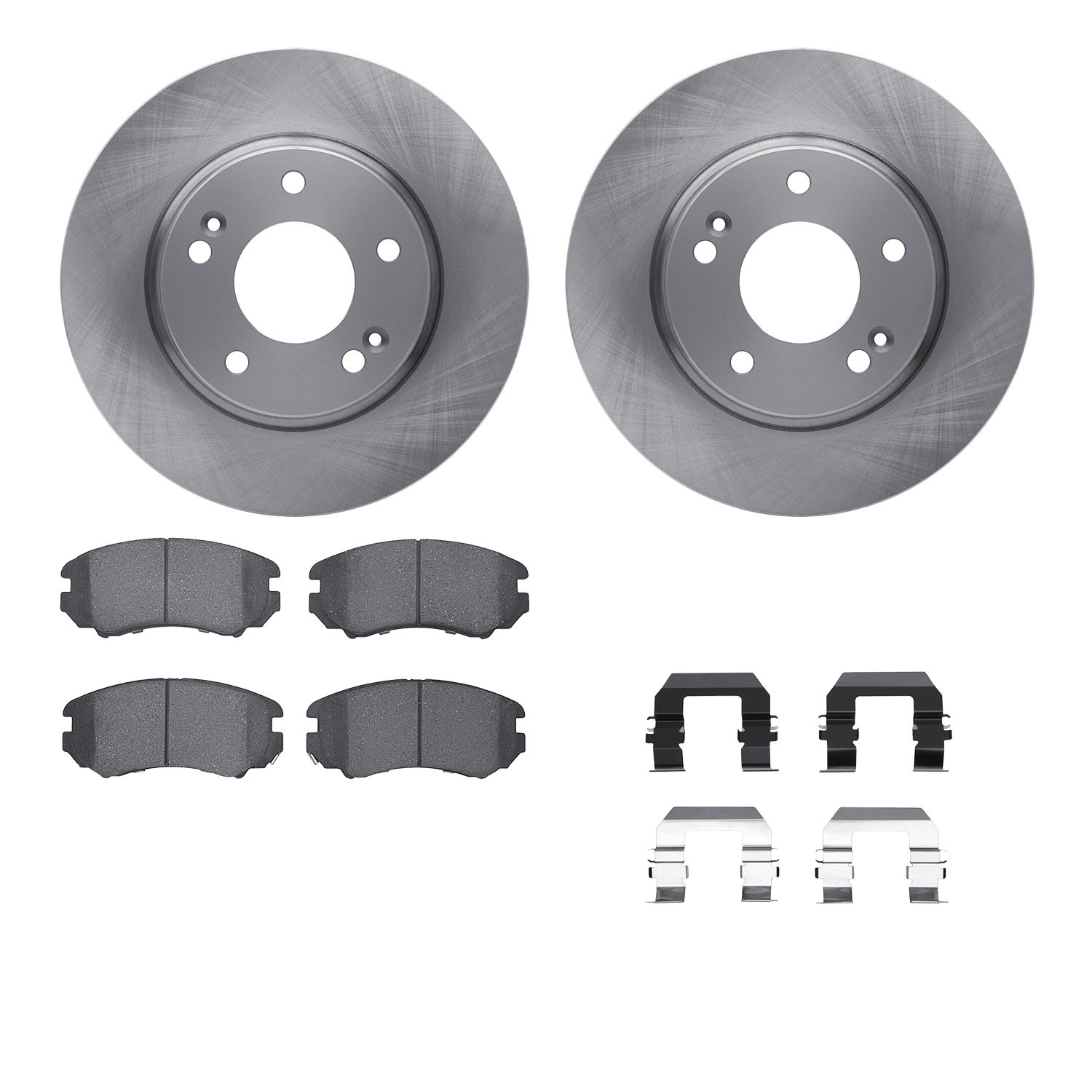 6512-03270 Brake Rotors w/5000 Advanced Brake Pads Kit with Hardware, 2007-2010 Kia/Hyundai/Genesis, Position: Front