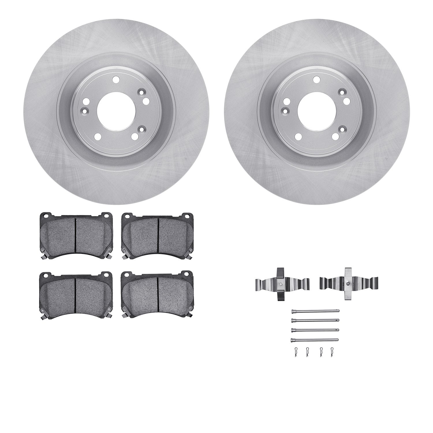 6512-03314 Brake Rotors w/5000 Advanced Brake Pads Kit with Hardware, 2011-2014 Kia/Hyundai/Genesis, Position: Front